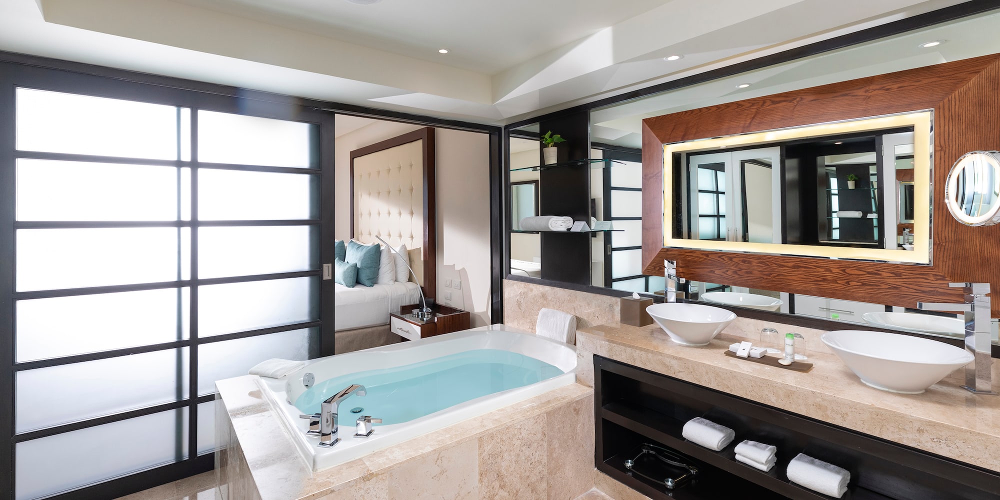 a bathroom with a tub and sink