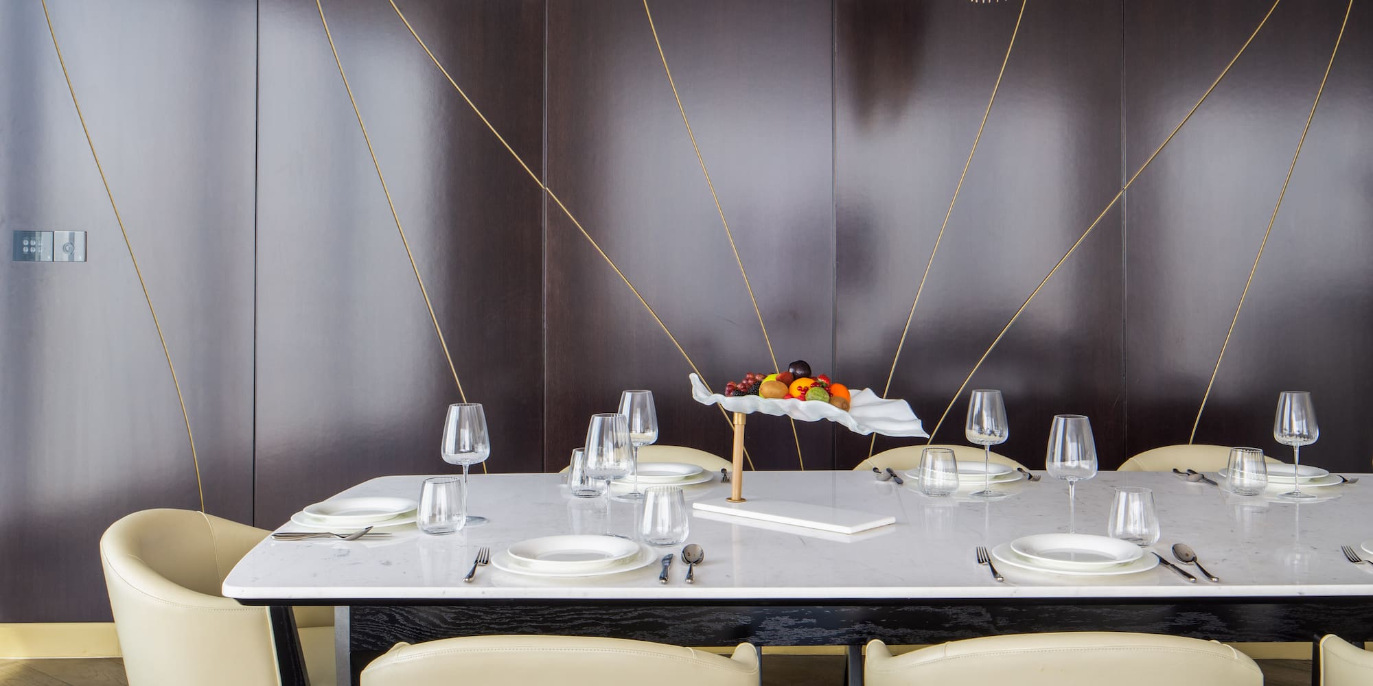 a table with plates and glasses on it