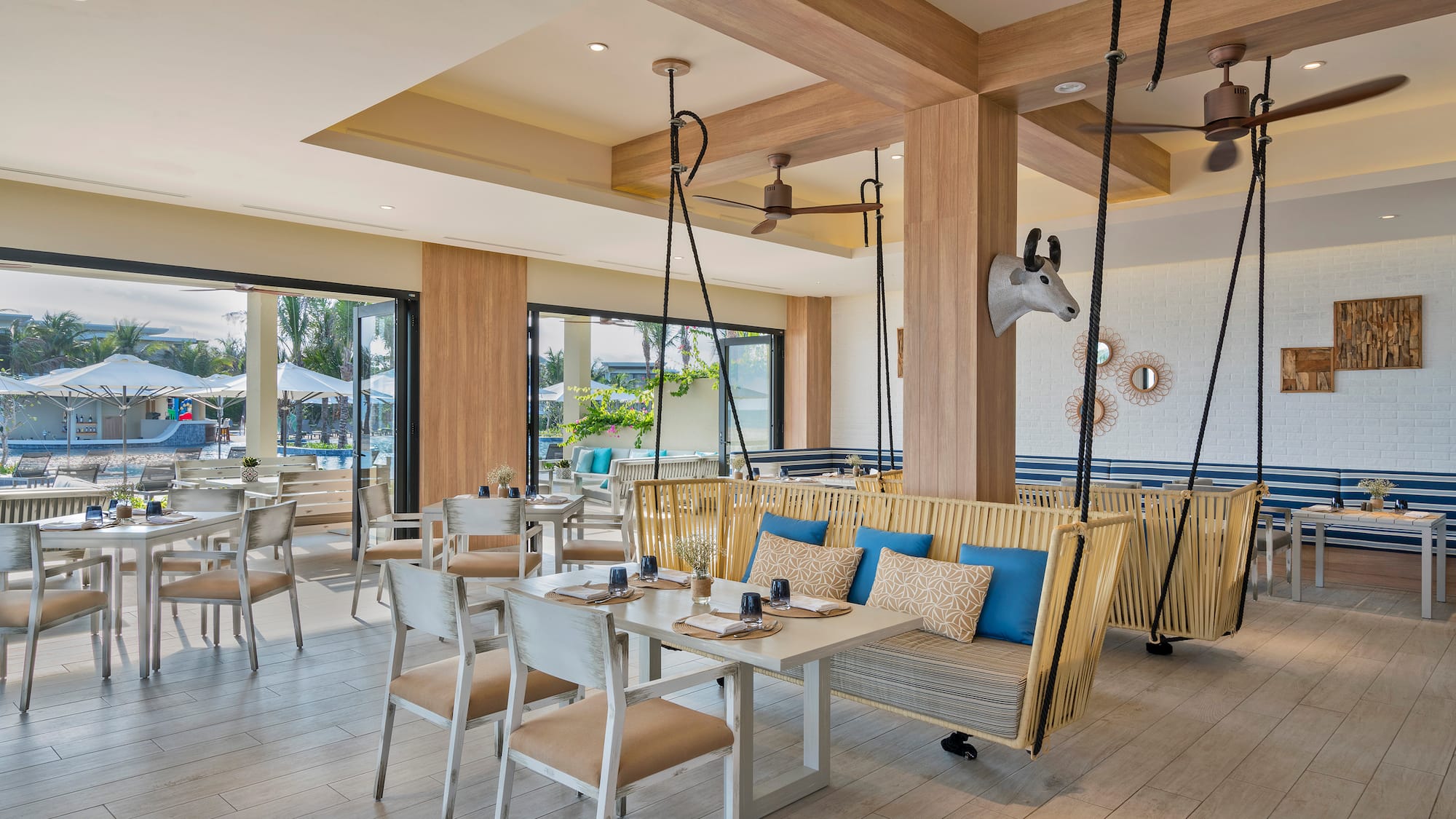 a room with a table and chairs