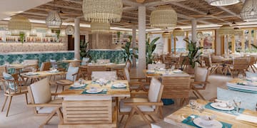 a restaurant with tables and chairs