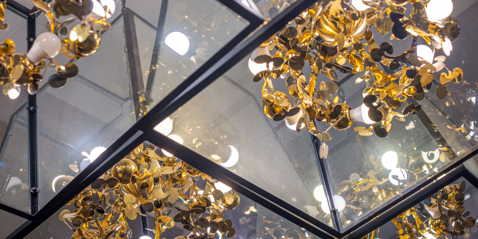 a close up of a chandelier