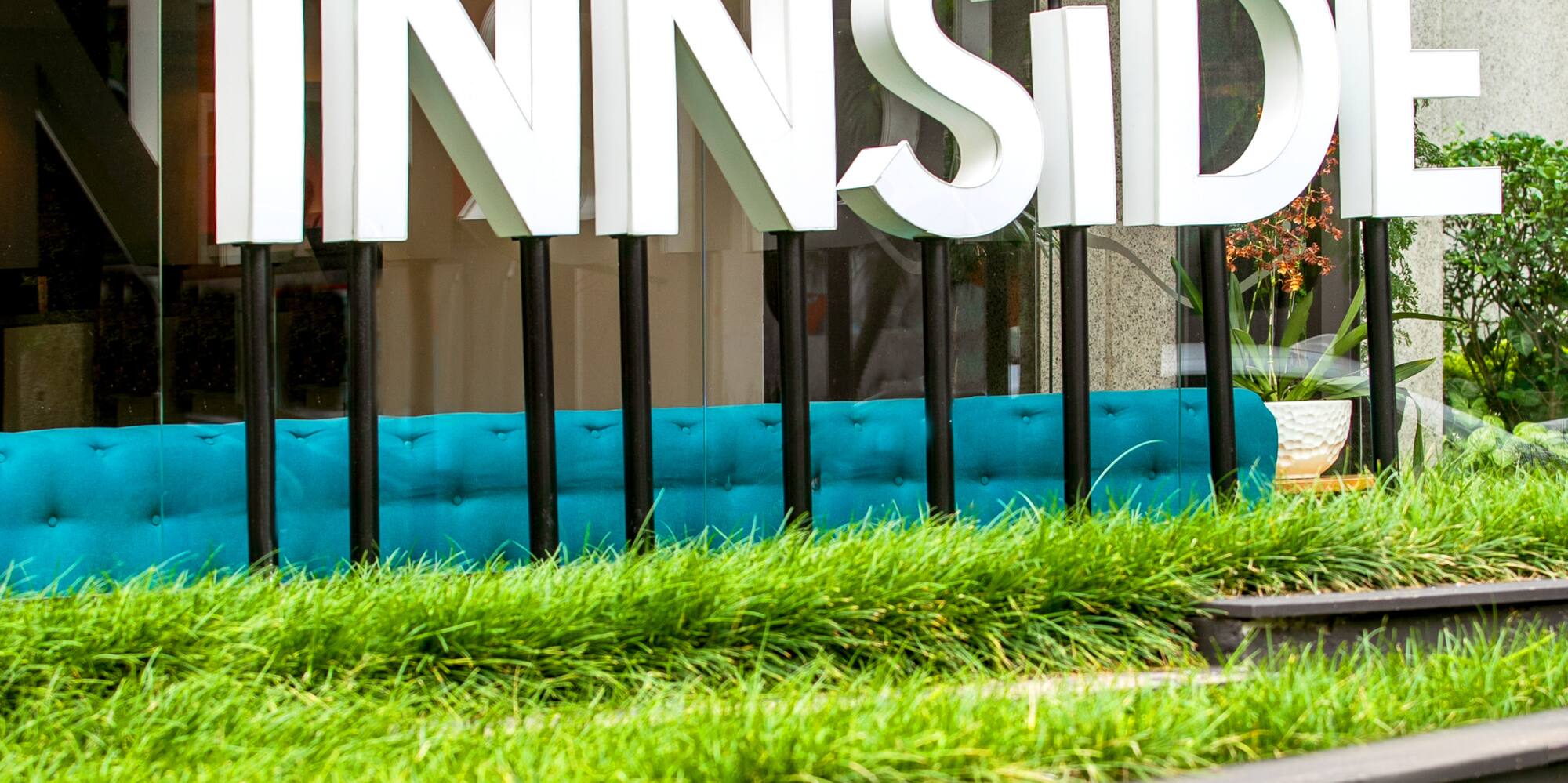 a sign in front of a building