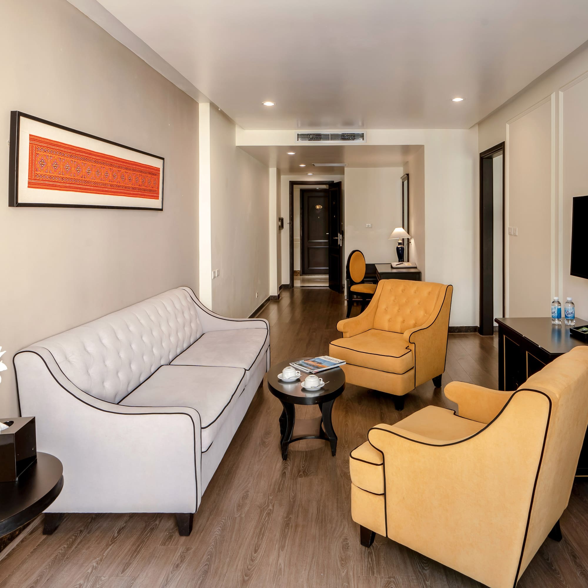 a room with couches and a table