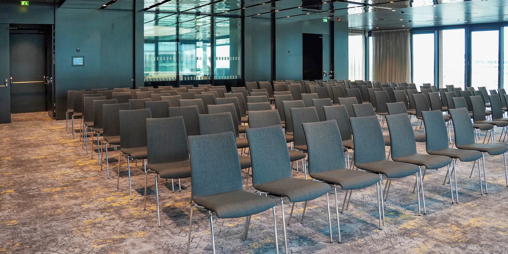 a group of chairs in a room
