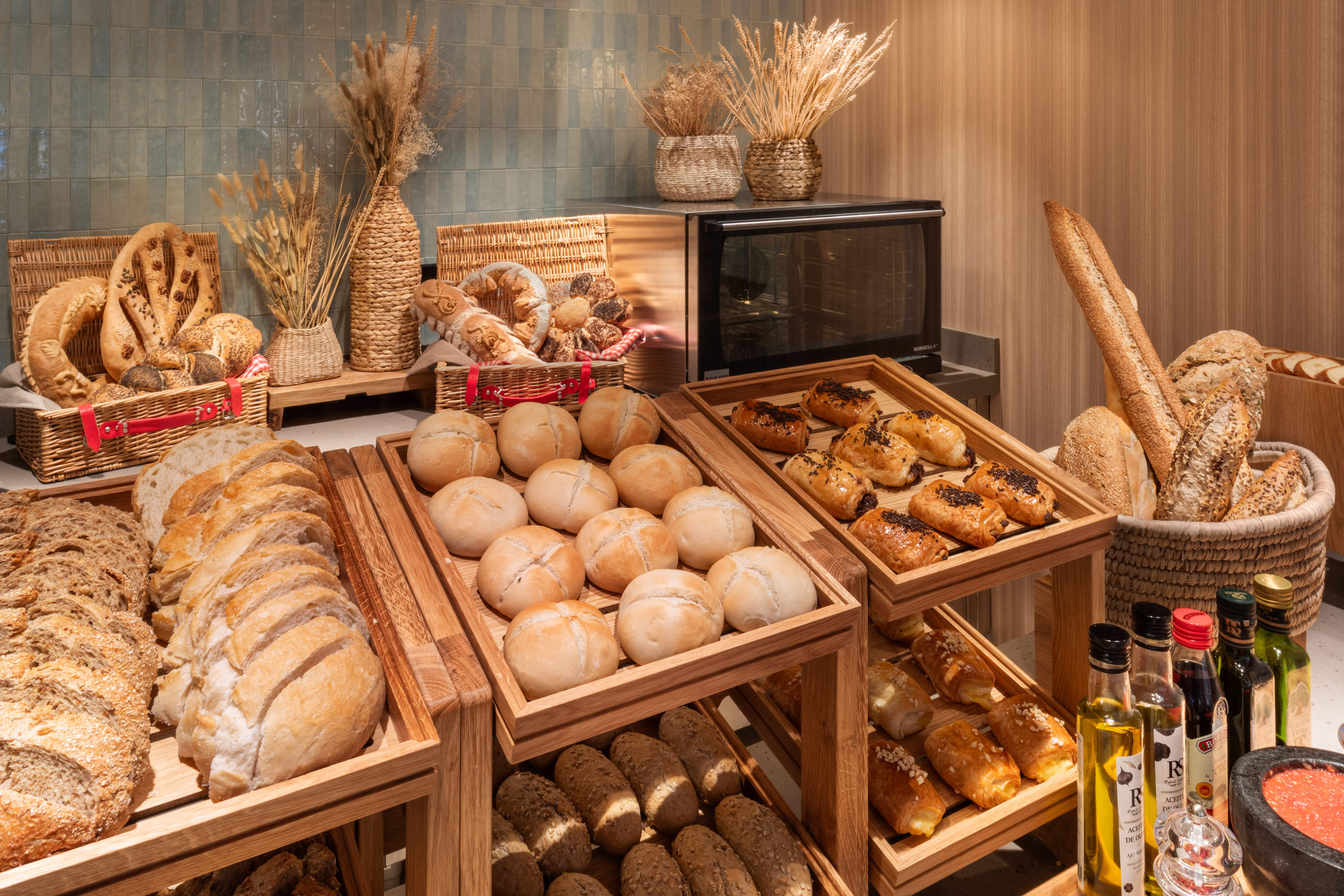 a display of bread and bread