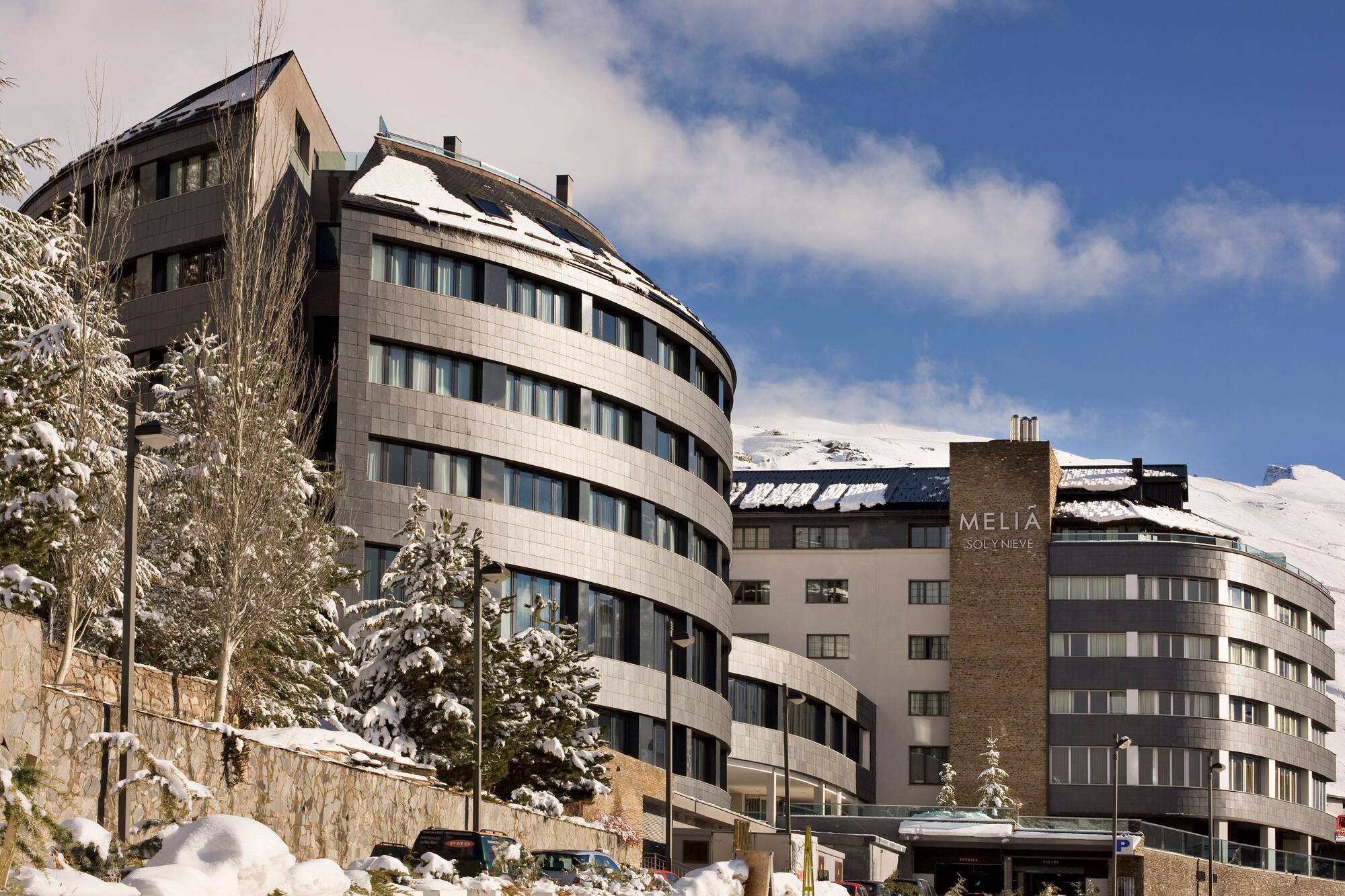 a building with snow on the ground