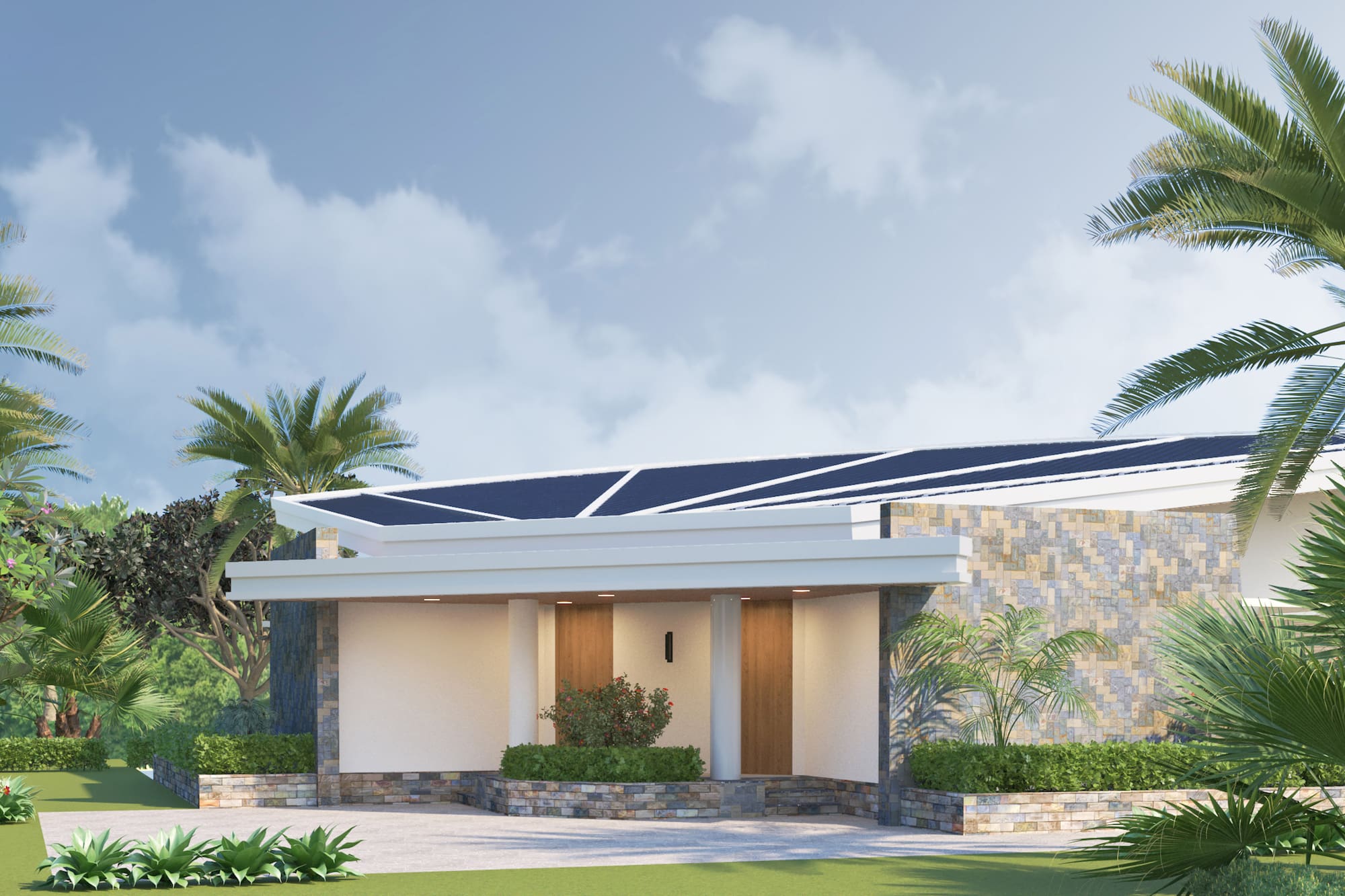 a house with a solar panel on the roof