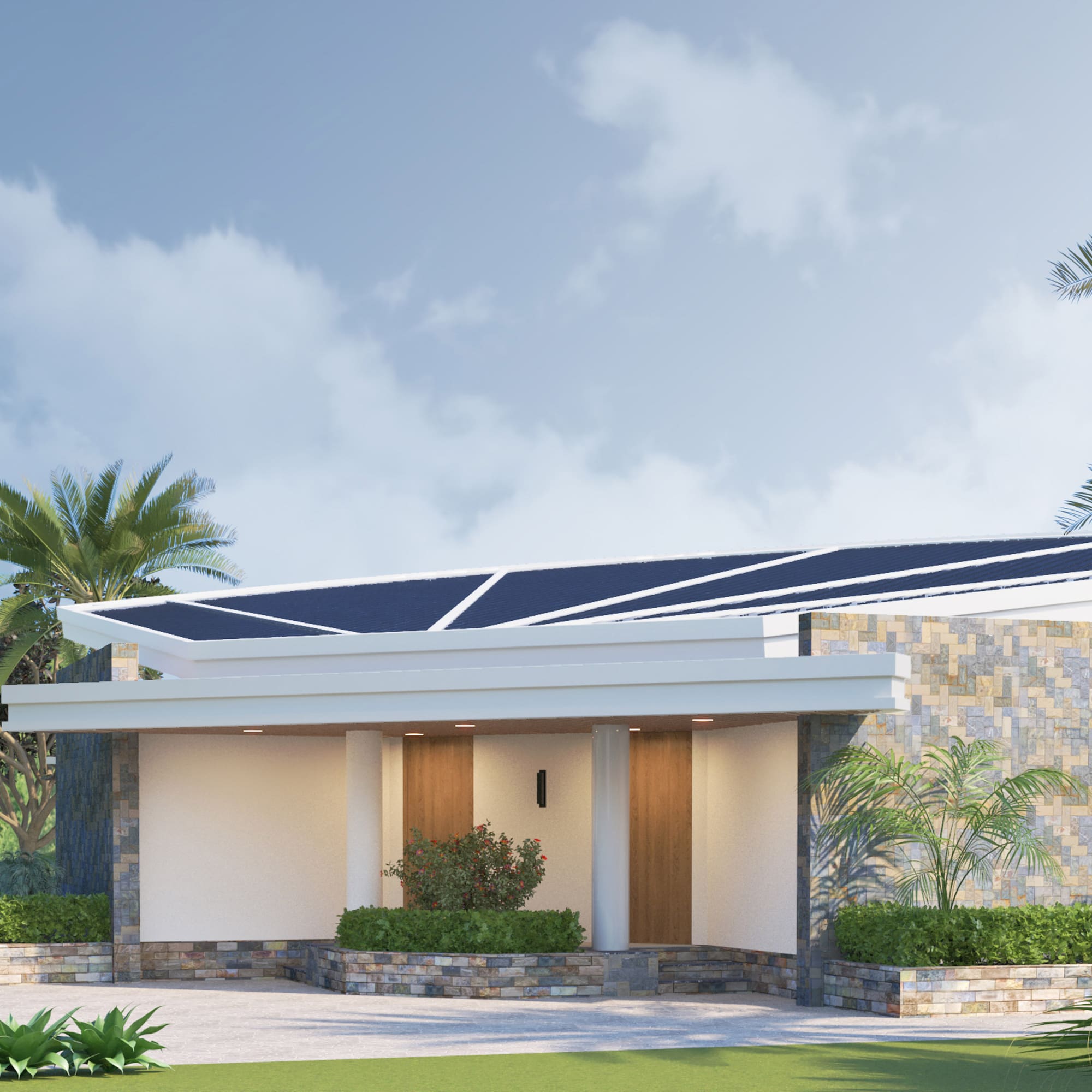 a house with a solar panel on the roof