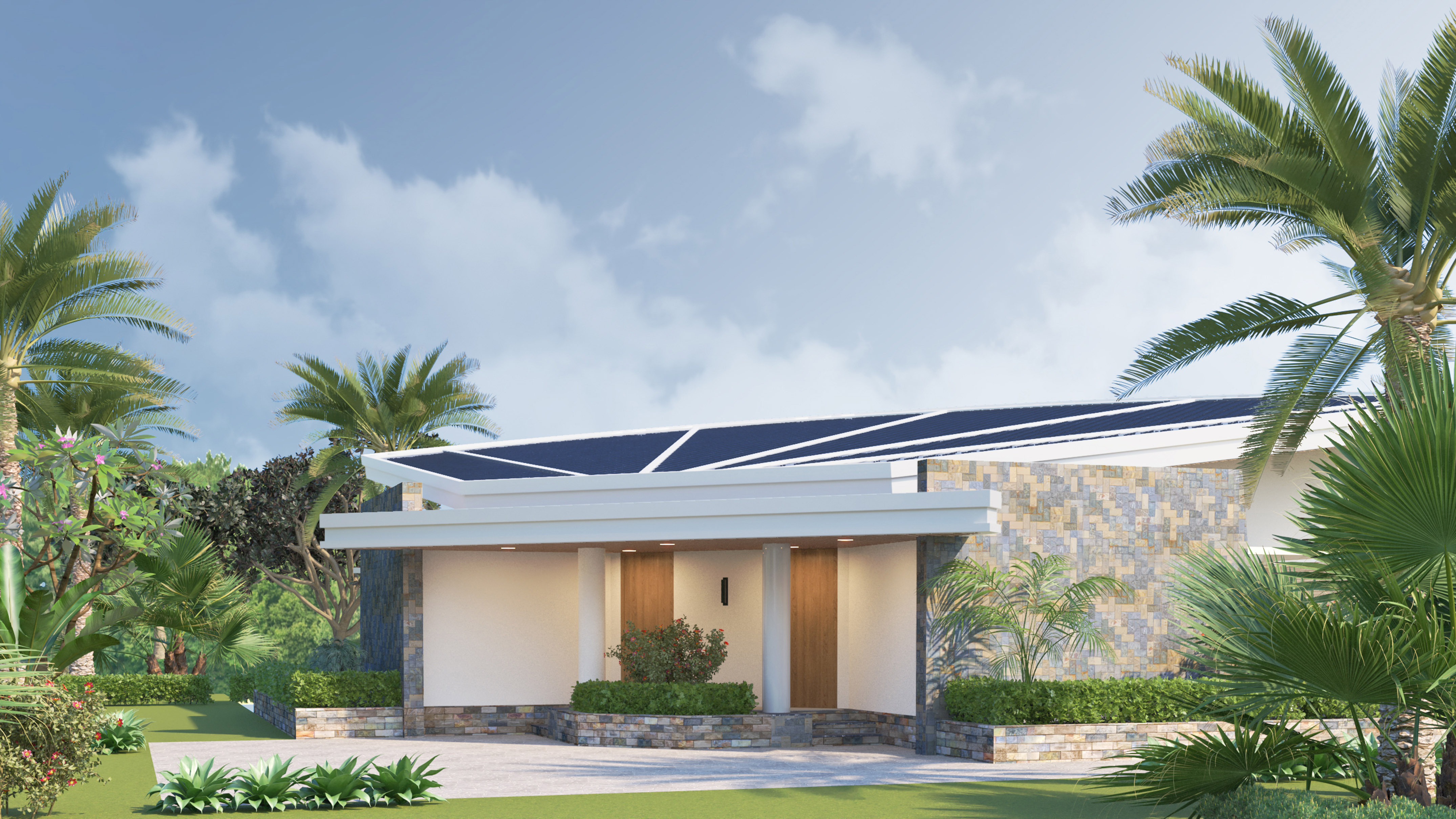 a house with a solar panel on the roof