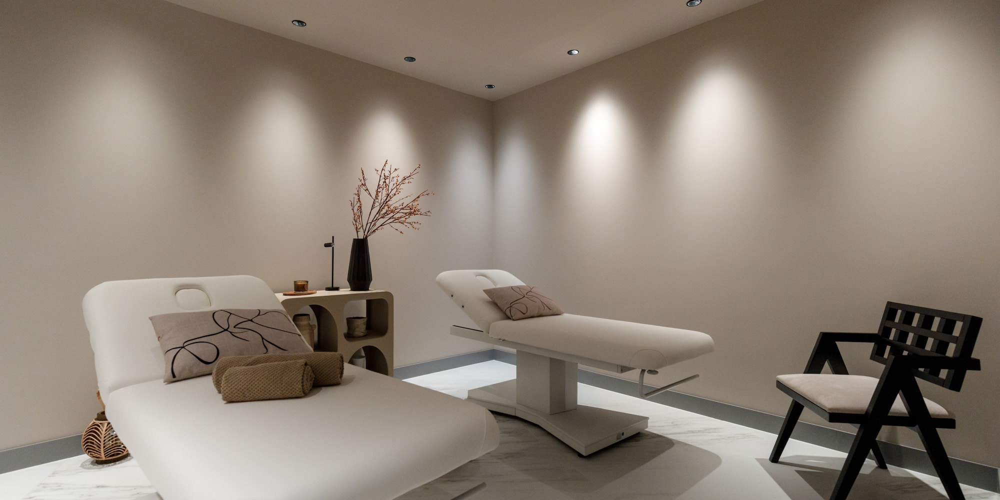 a room with chairs and a table