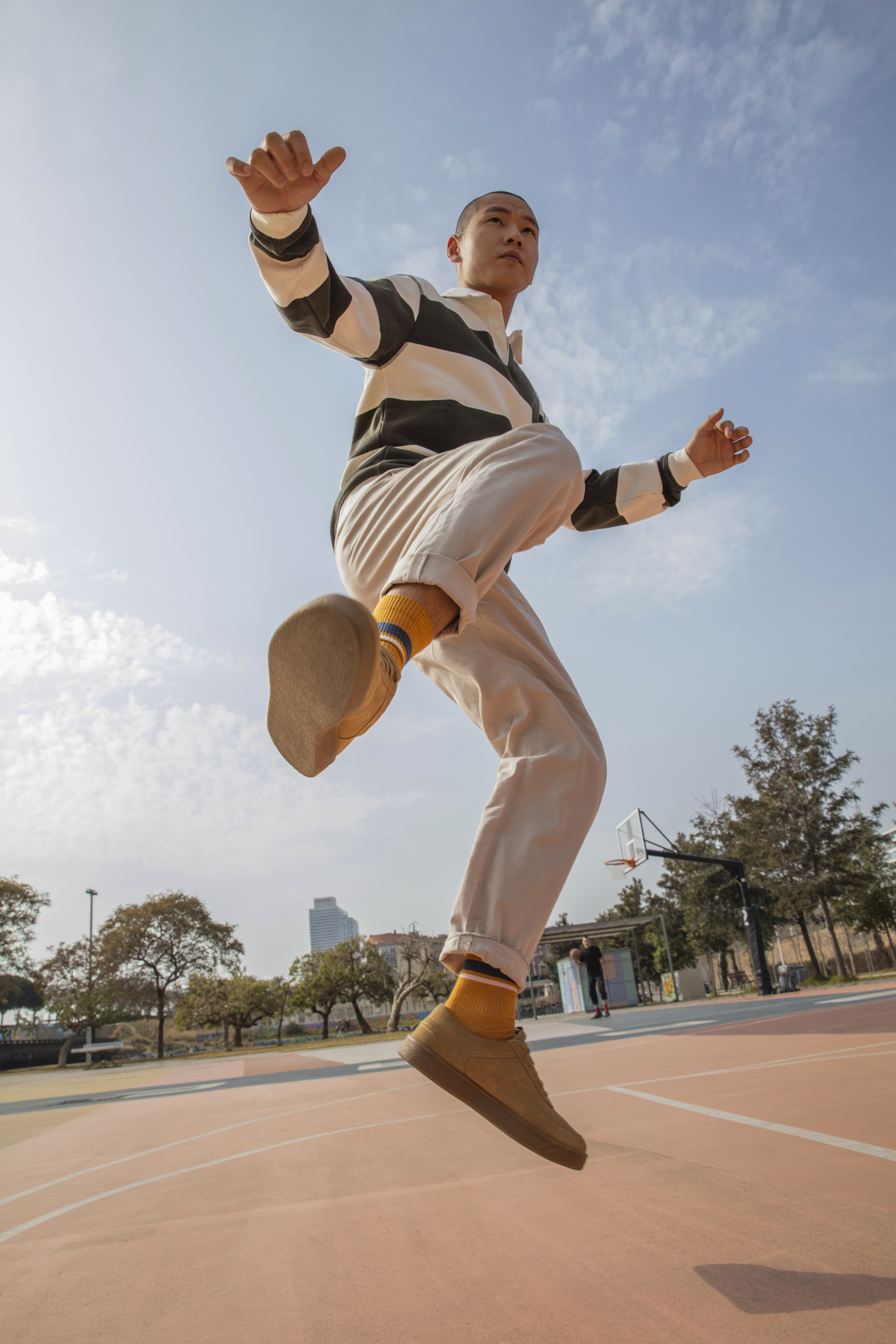 a man jumping in the air