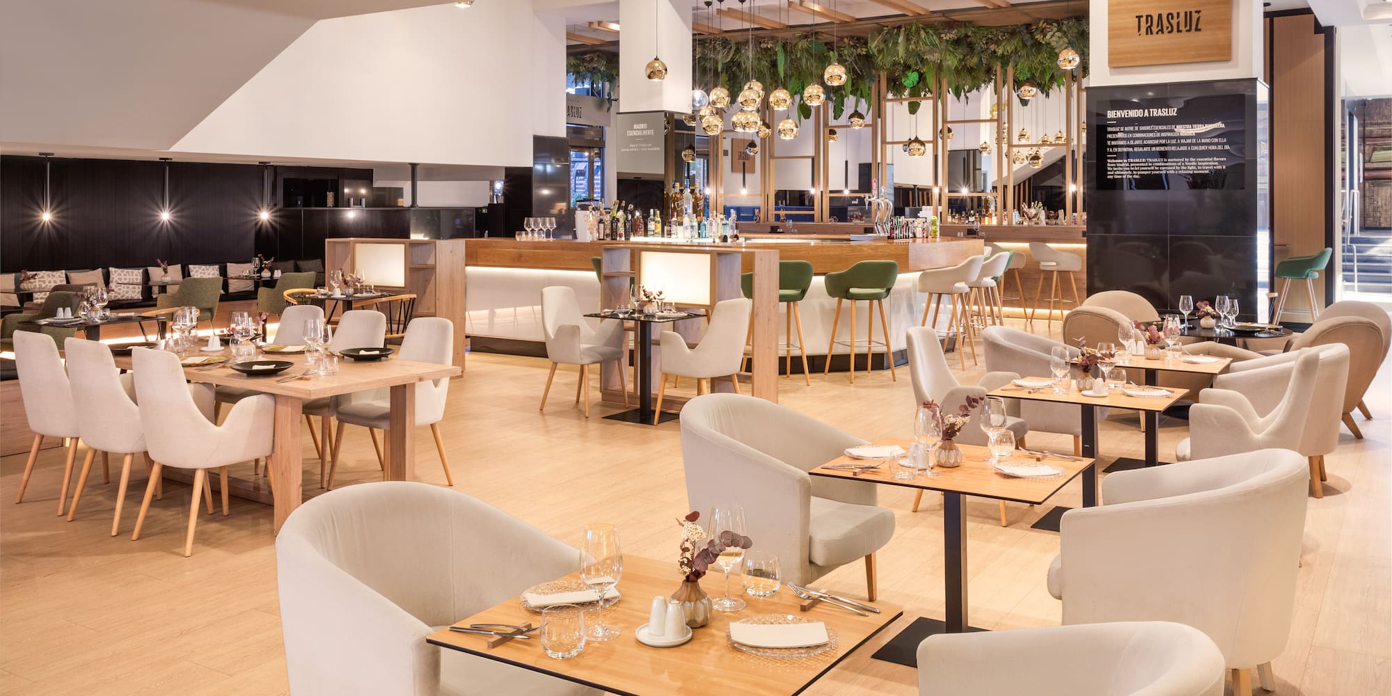 a restaurant with tables and chairs