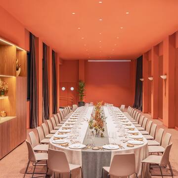 a long table set for a formal event