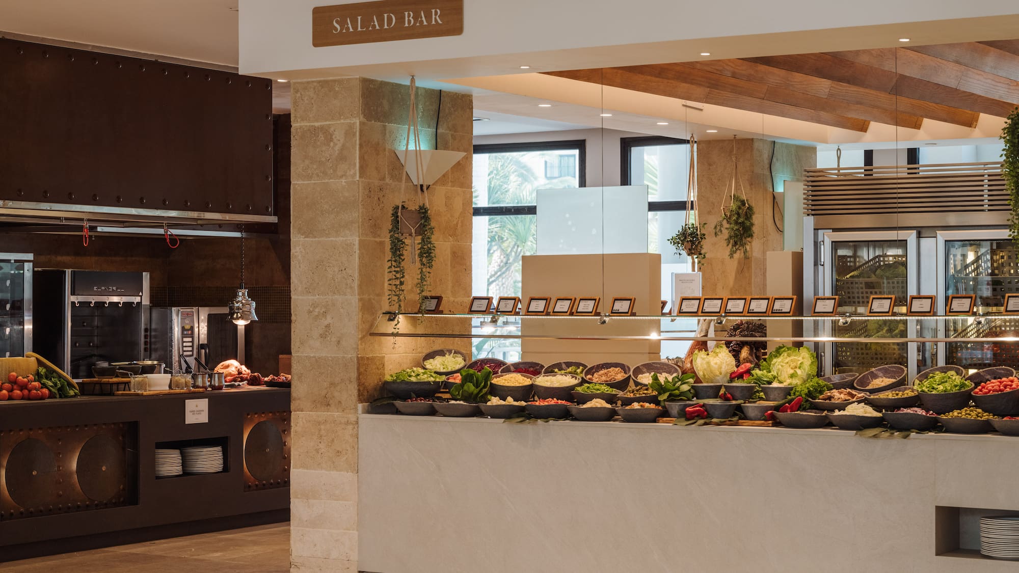 a salad bar in a restaurant