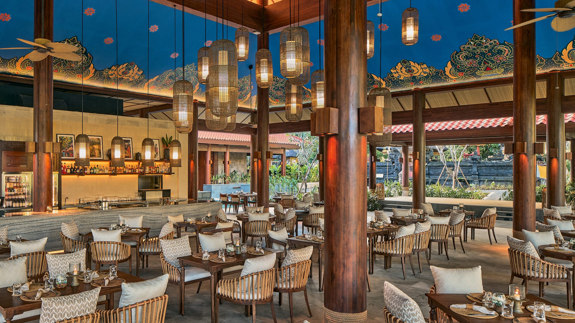 a restaurant with tables and chairs