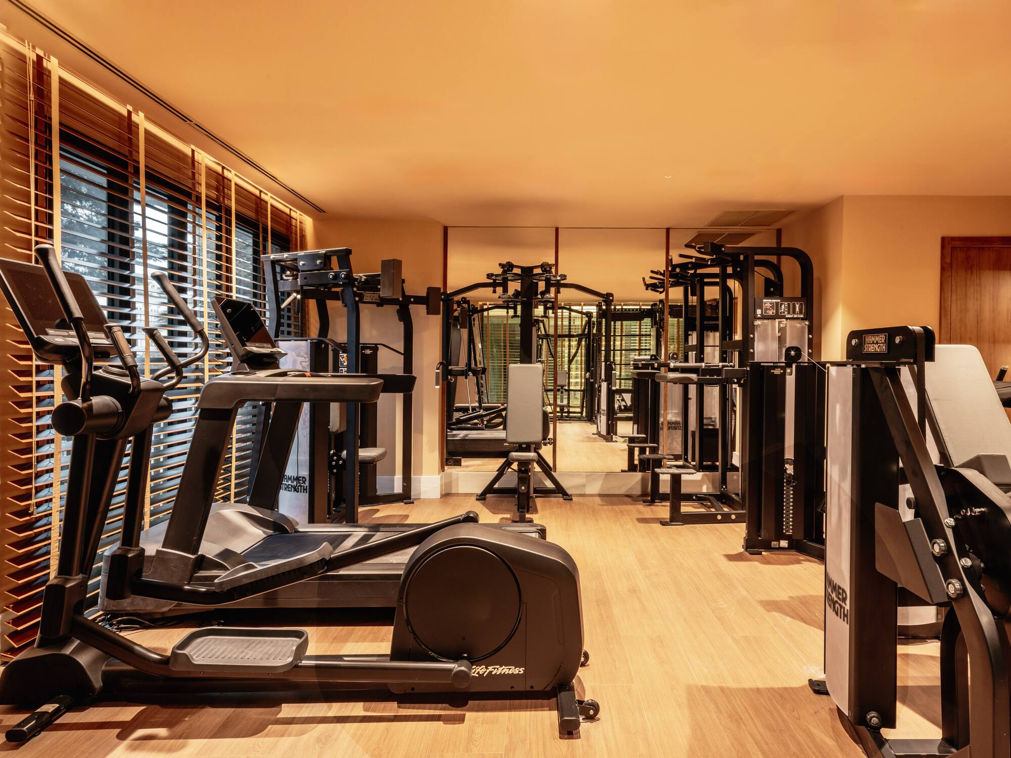 a room with exercise equipment