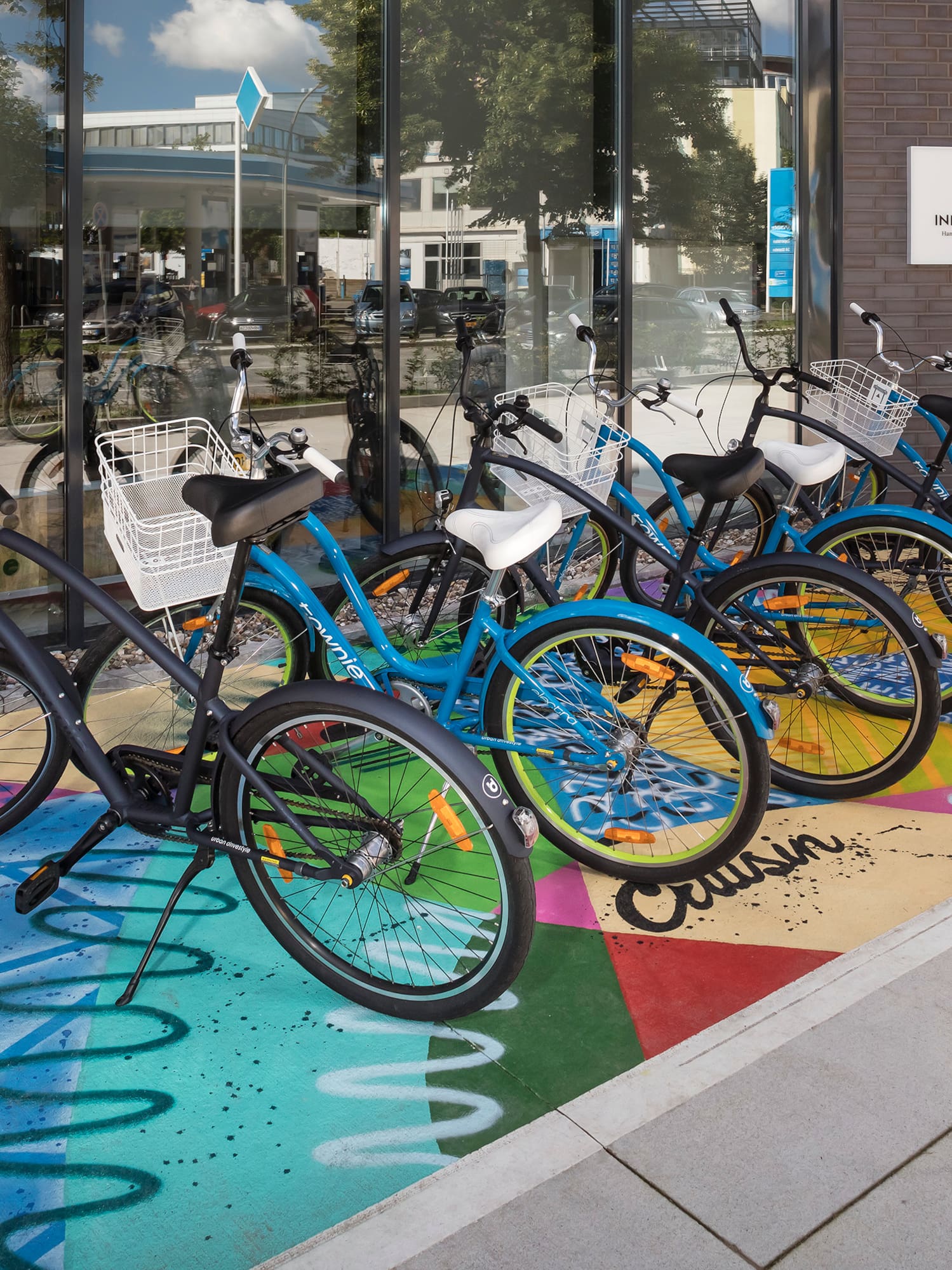 a group of bicycles parked outside a building