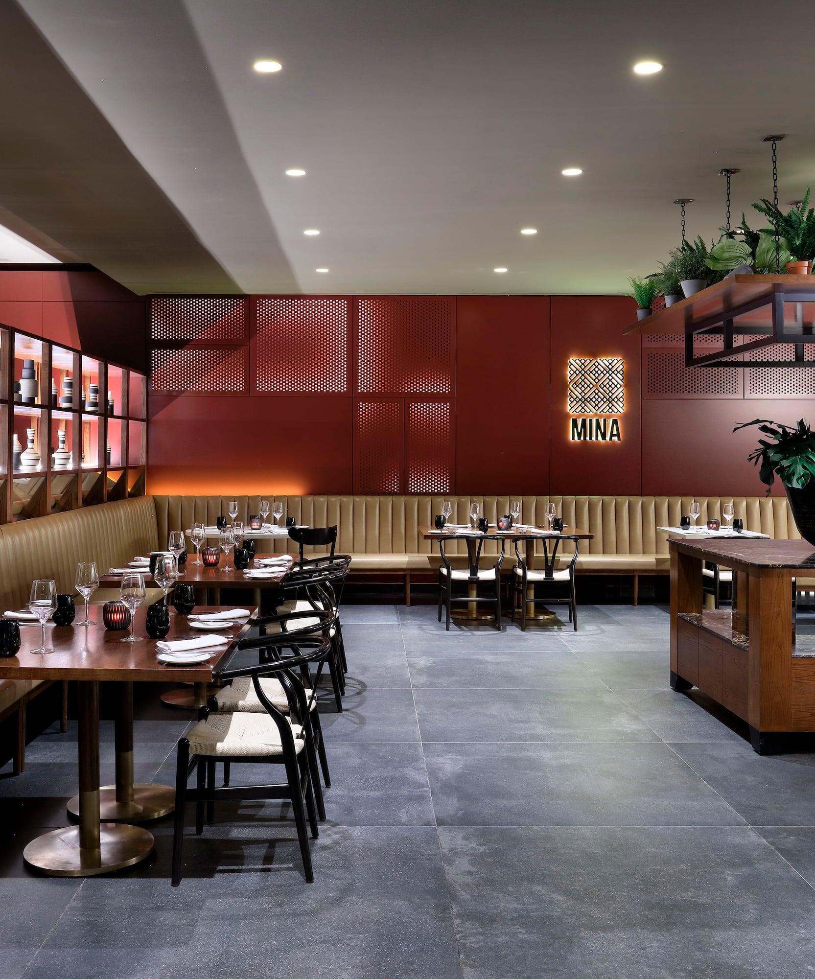 a restaurant with tables and chairs