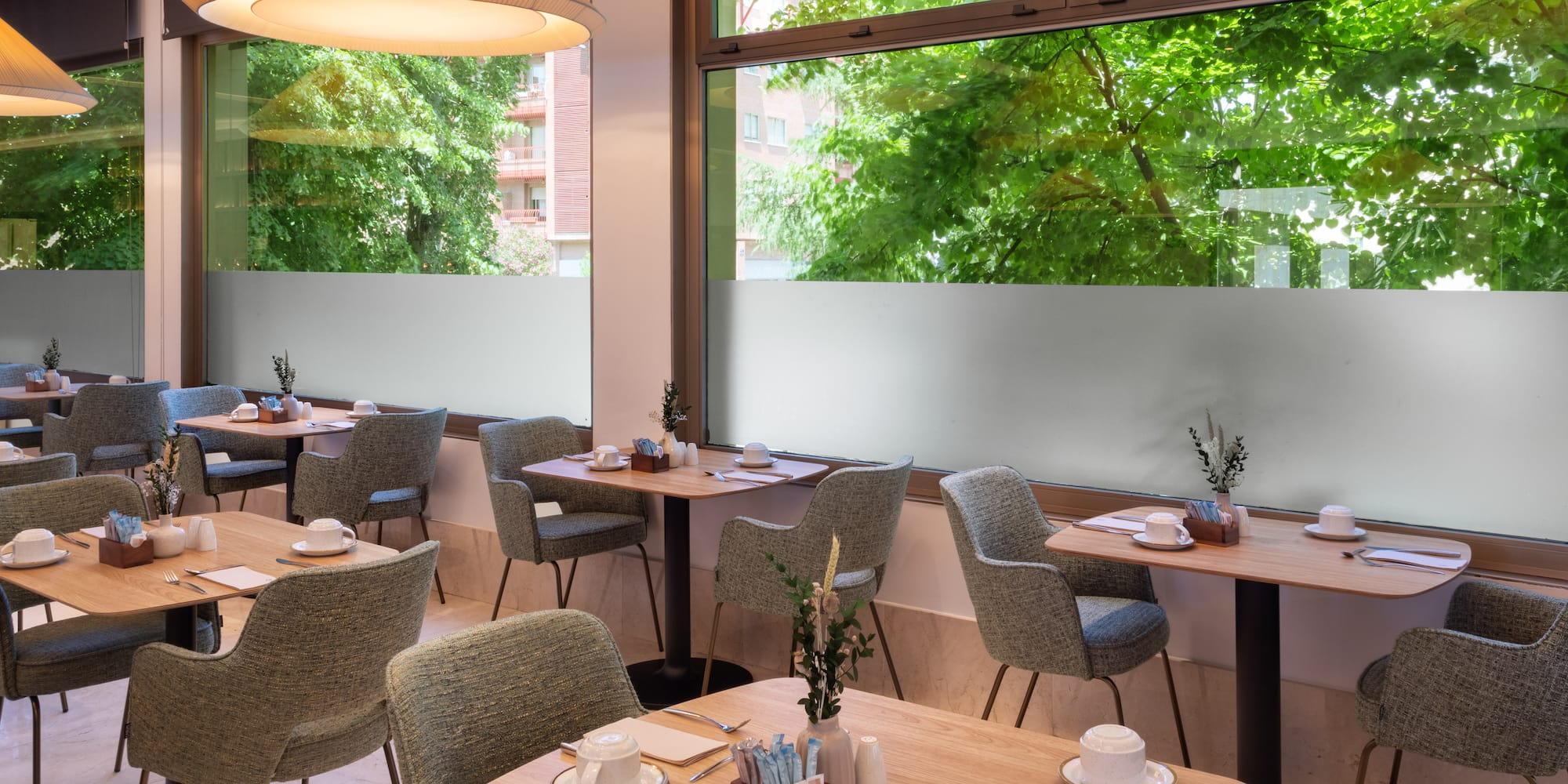 a restaurant with tables and chairs