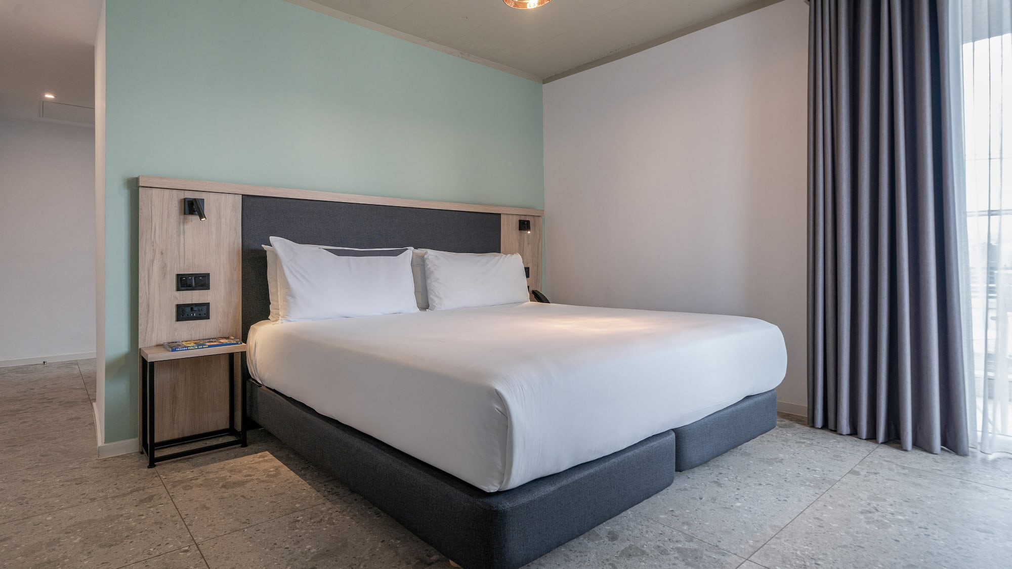 a bed in a room