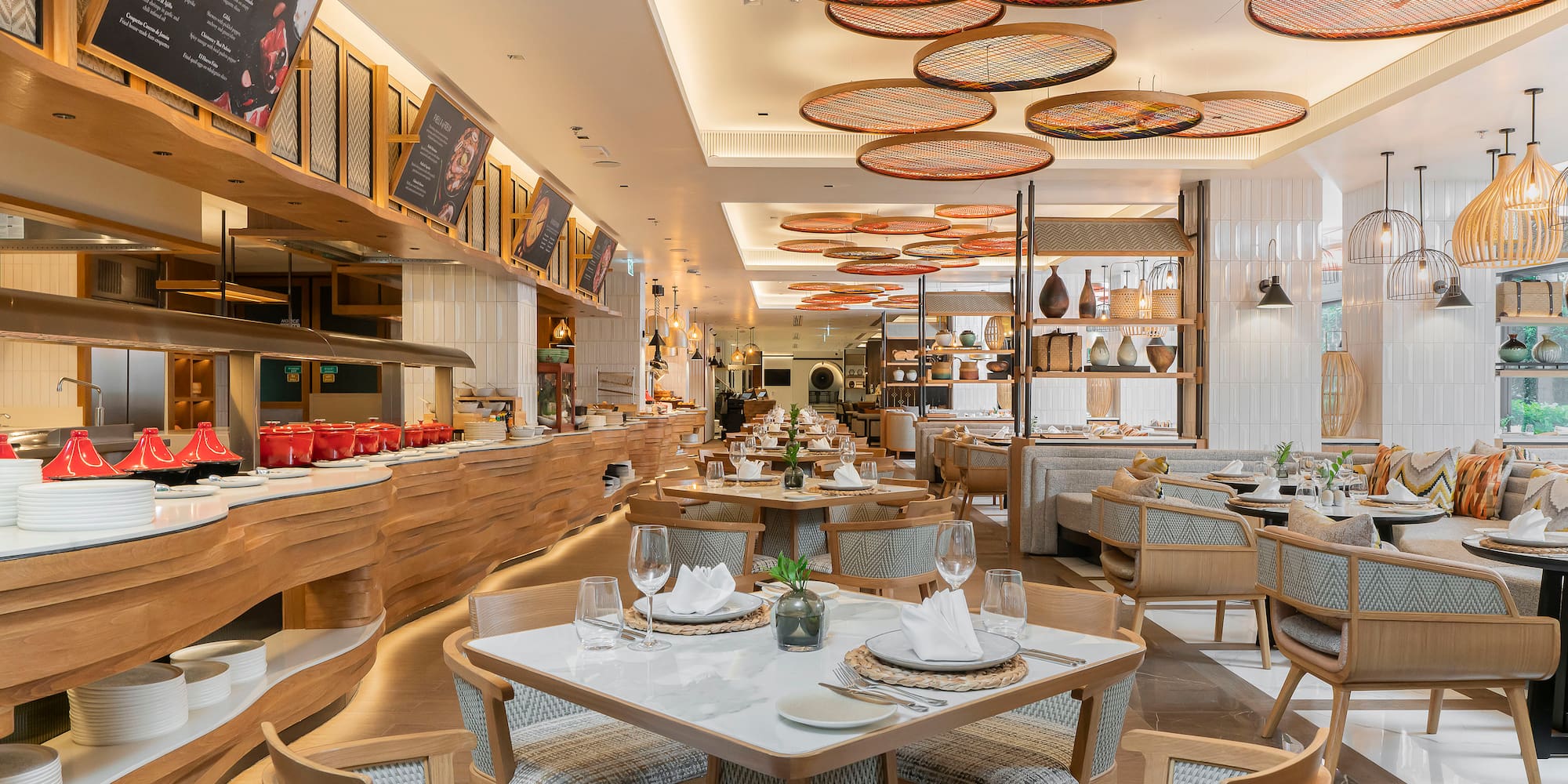 a restaurant with tables and chairs