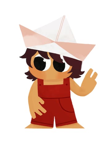 cartoon of a boy wearing a hat