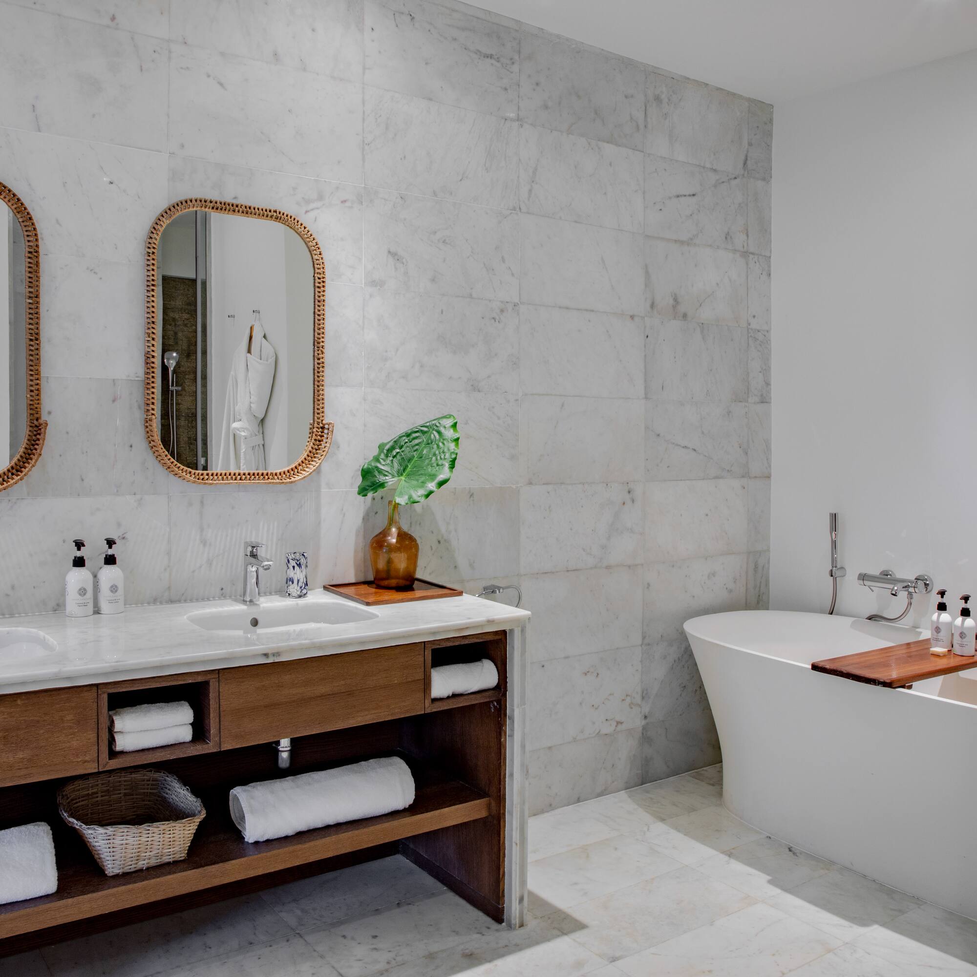bathroom which includes bathtub and rain shower at Melia Zanzibar