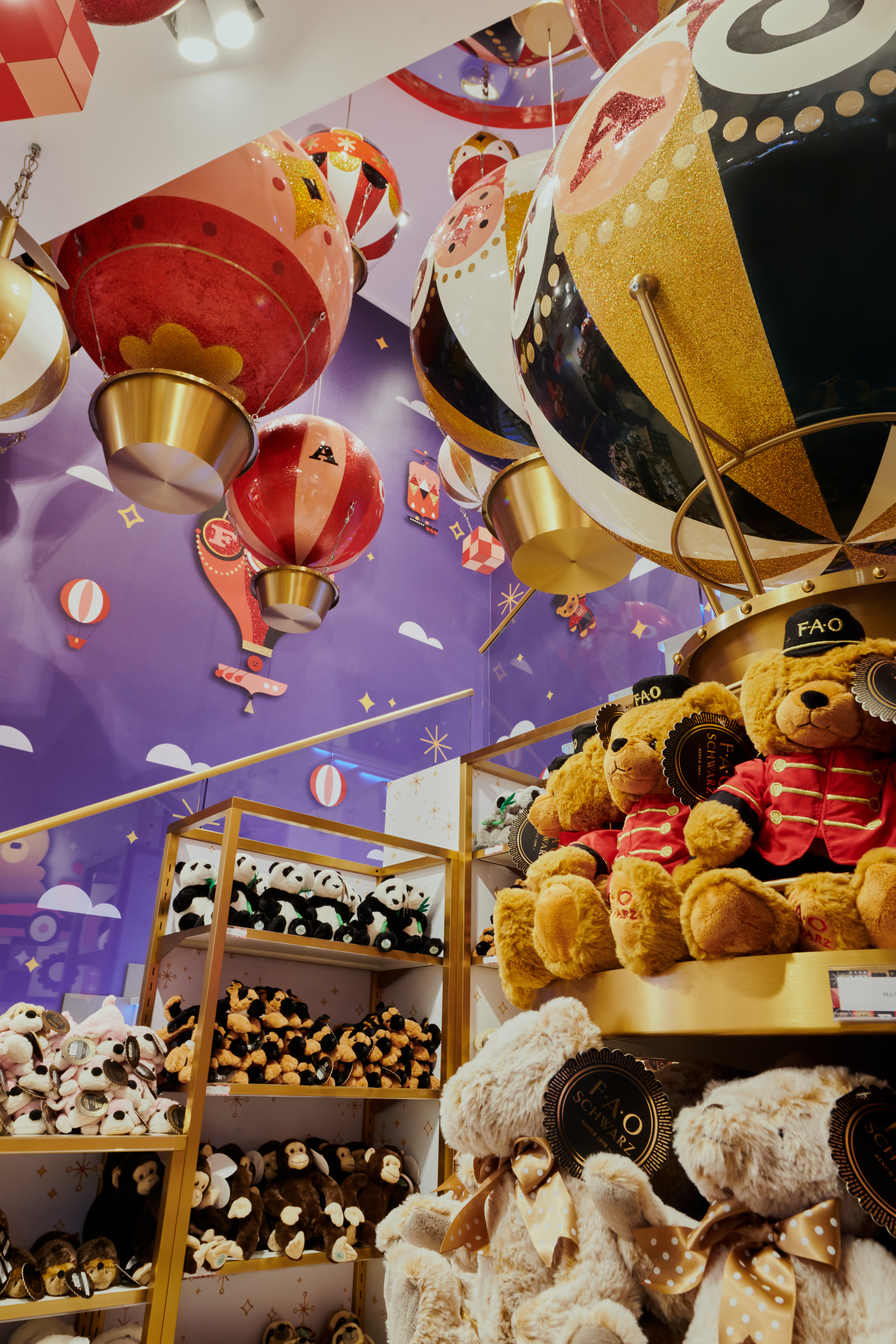 a stuffed animals and balloons in a store
