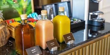 a group of bottles of liquid