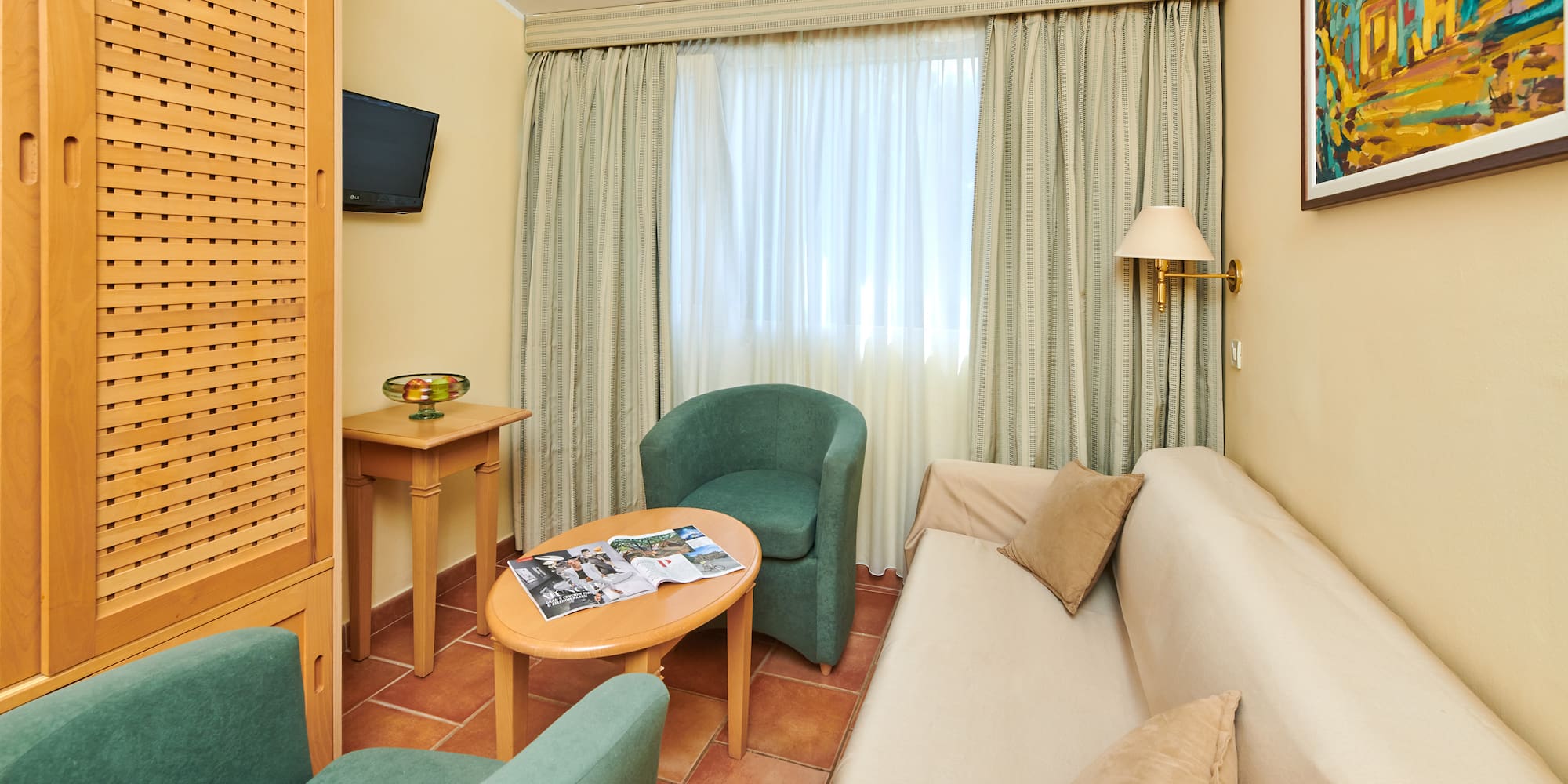 a room with a couch and a table