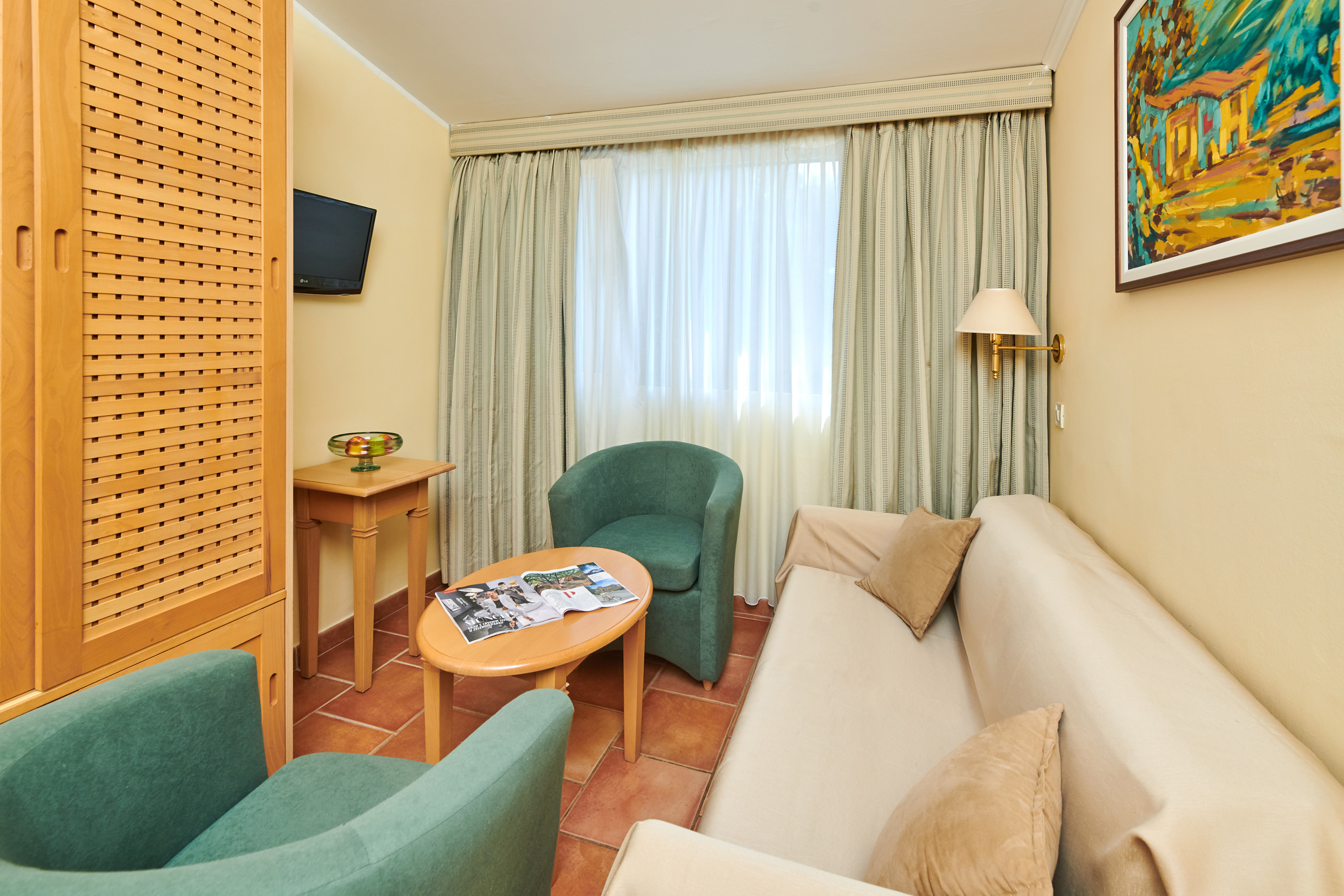 a room with a couch and a table