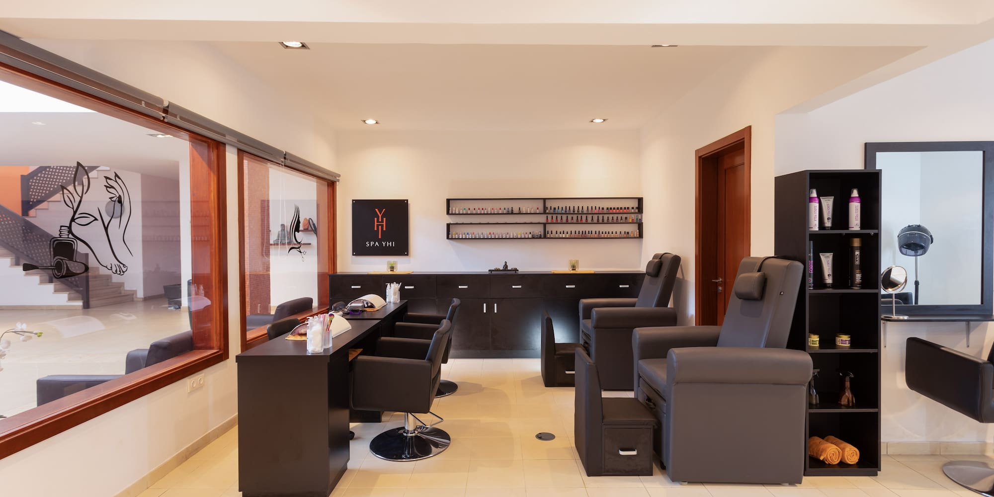 a room with chairs and a table