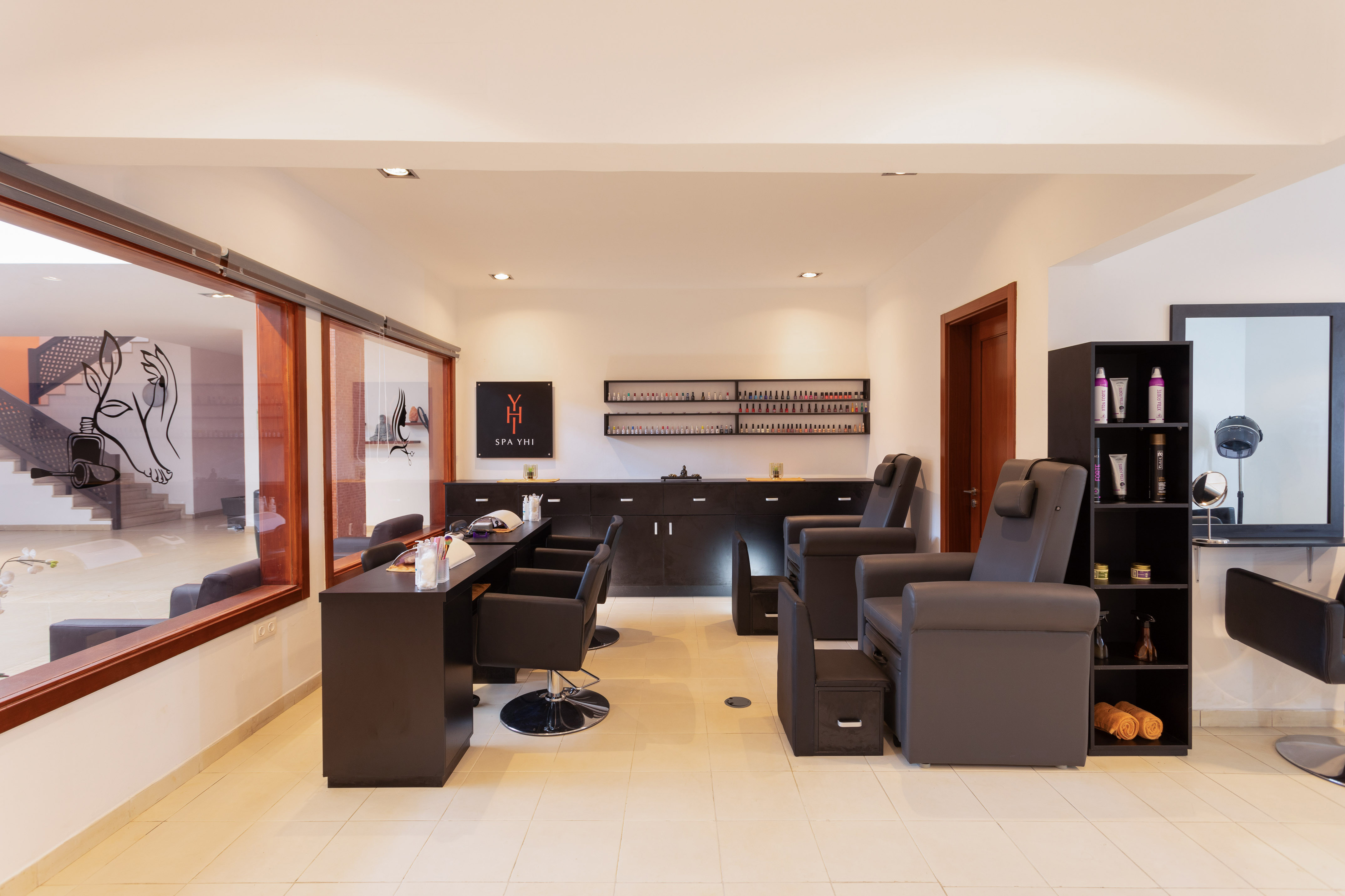 a room with chairs and a table