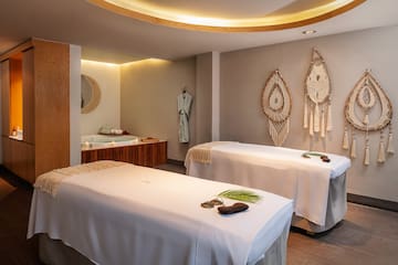 a massage beds in a room