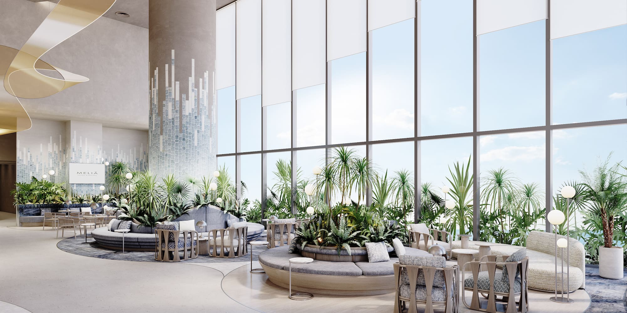 a room with a large window