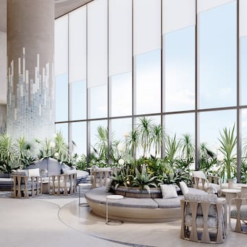 a room with a large window