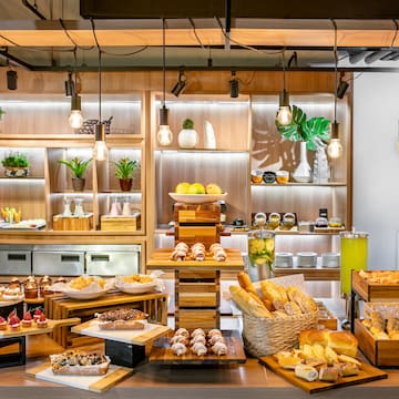 a food on display in a restaurant