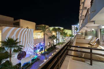 a view of a hotel from a balcony