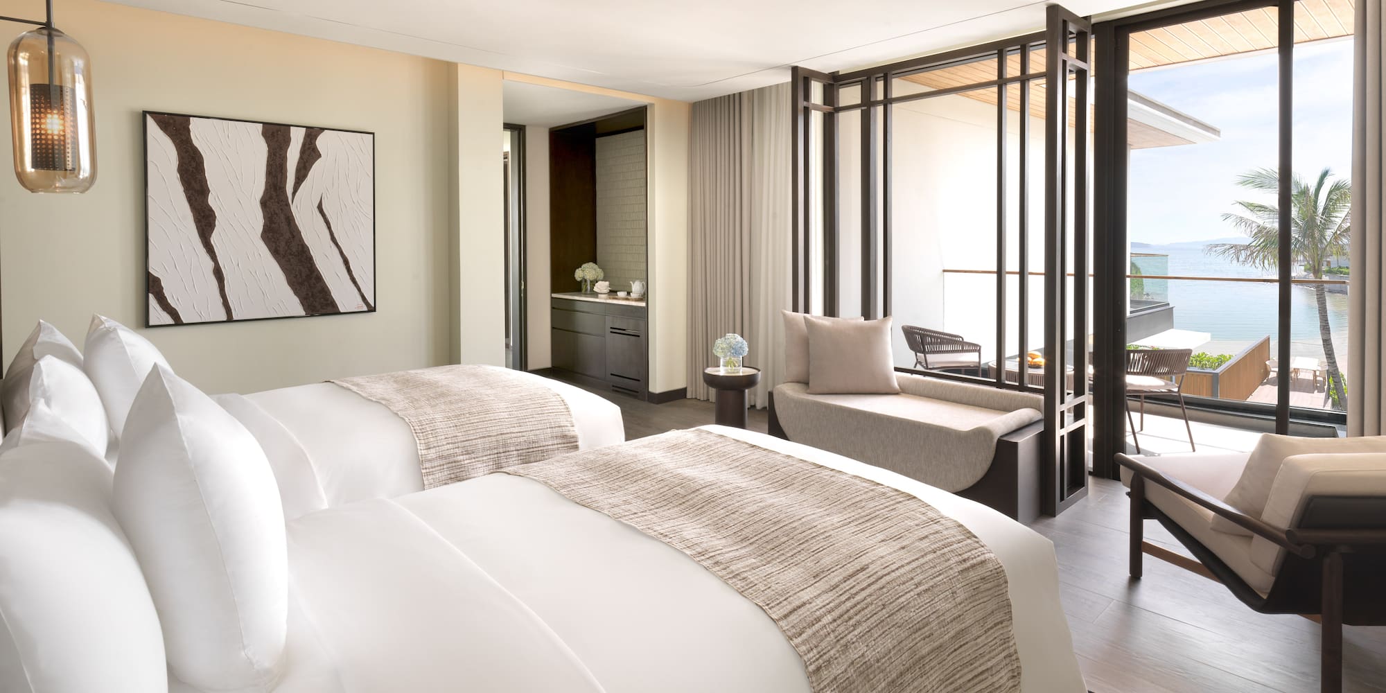 two beds in a hotel room