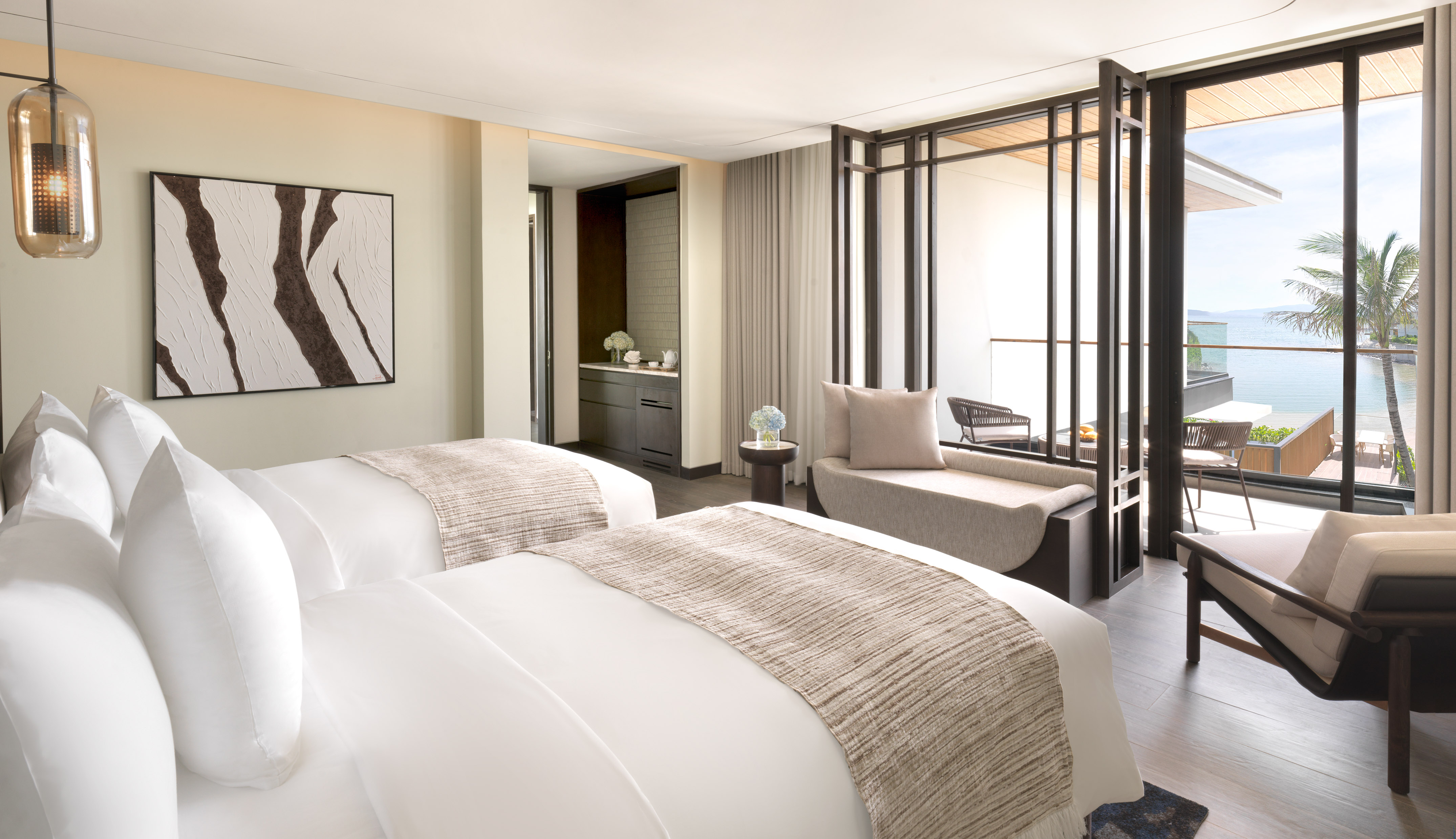 two beds in a hotel room