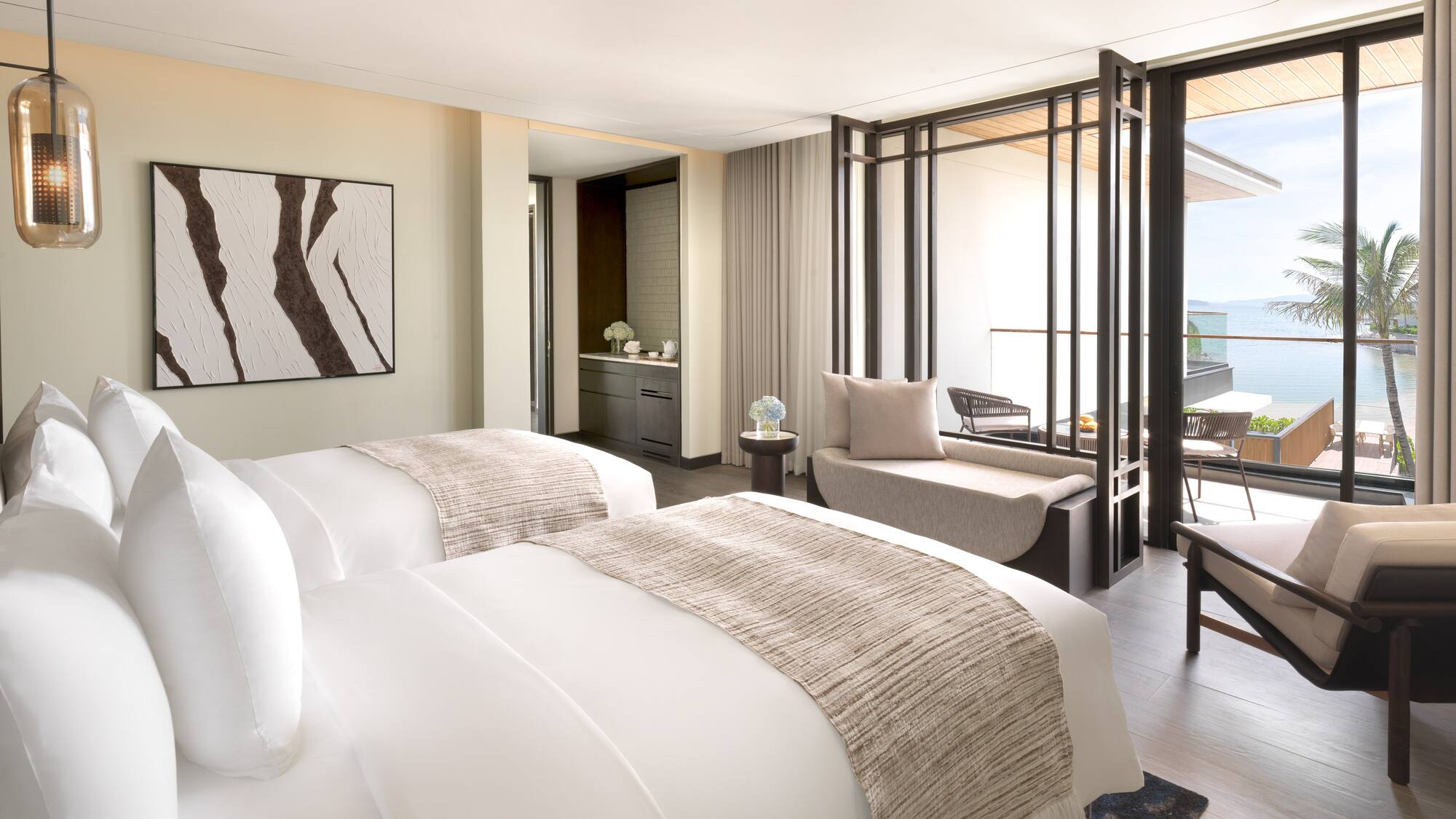 two beds in a hotel room