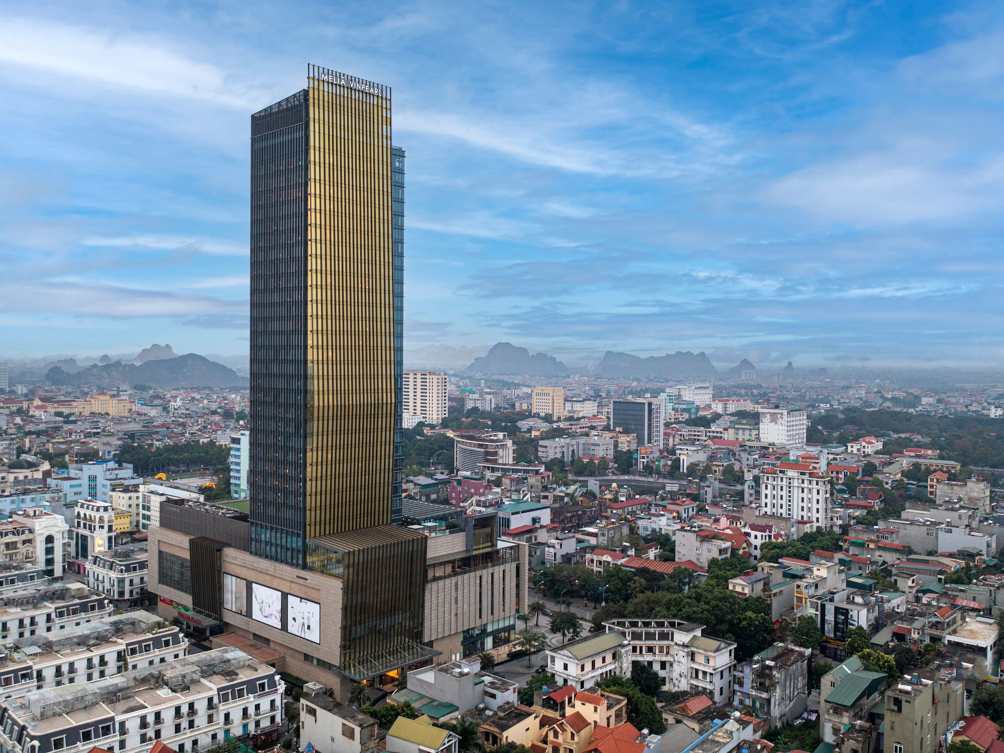 a tall building in a city