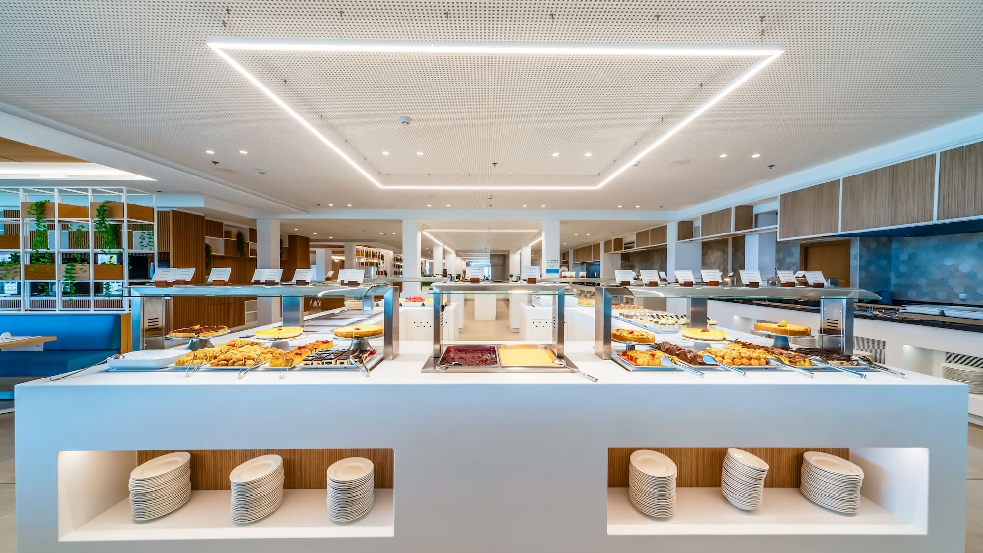 a buffet in a restaurant