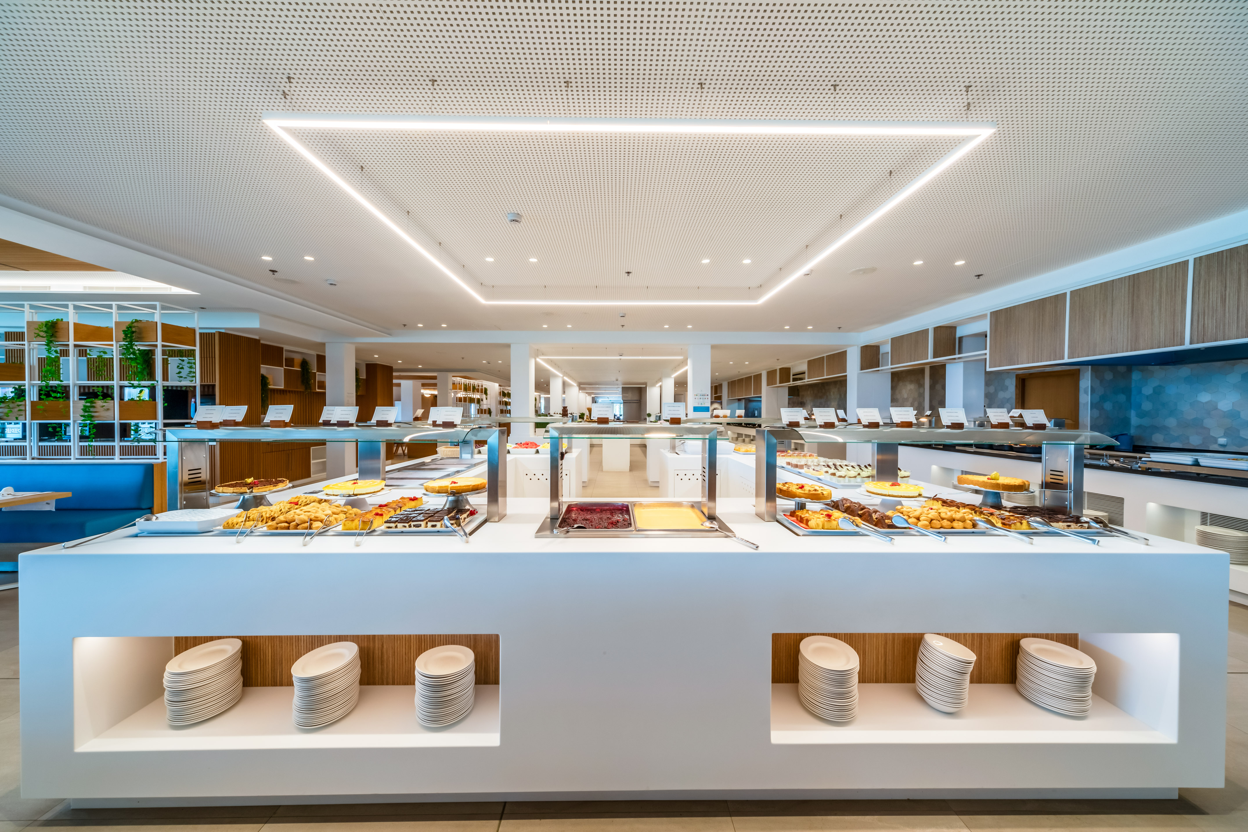 a buffet in a restaurant