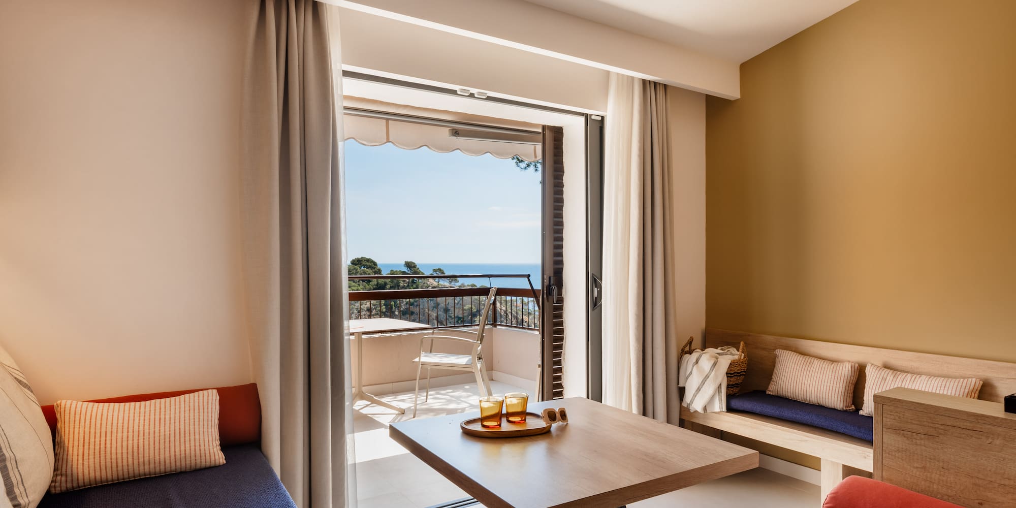 a room with a table and chairs