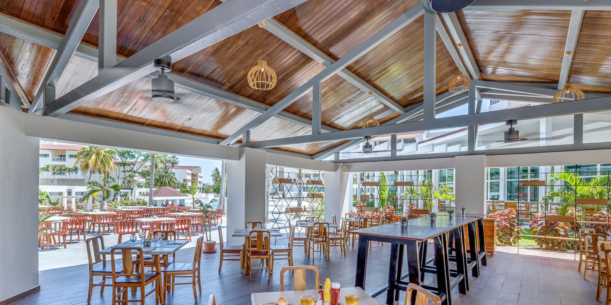 a restaurant with tables and chairs