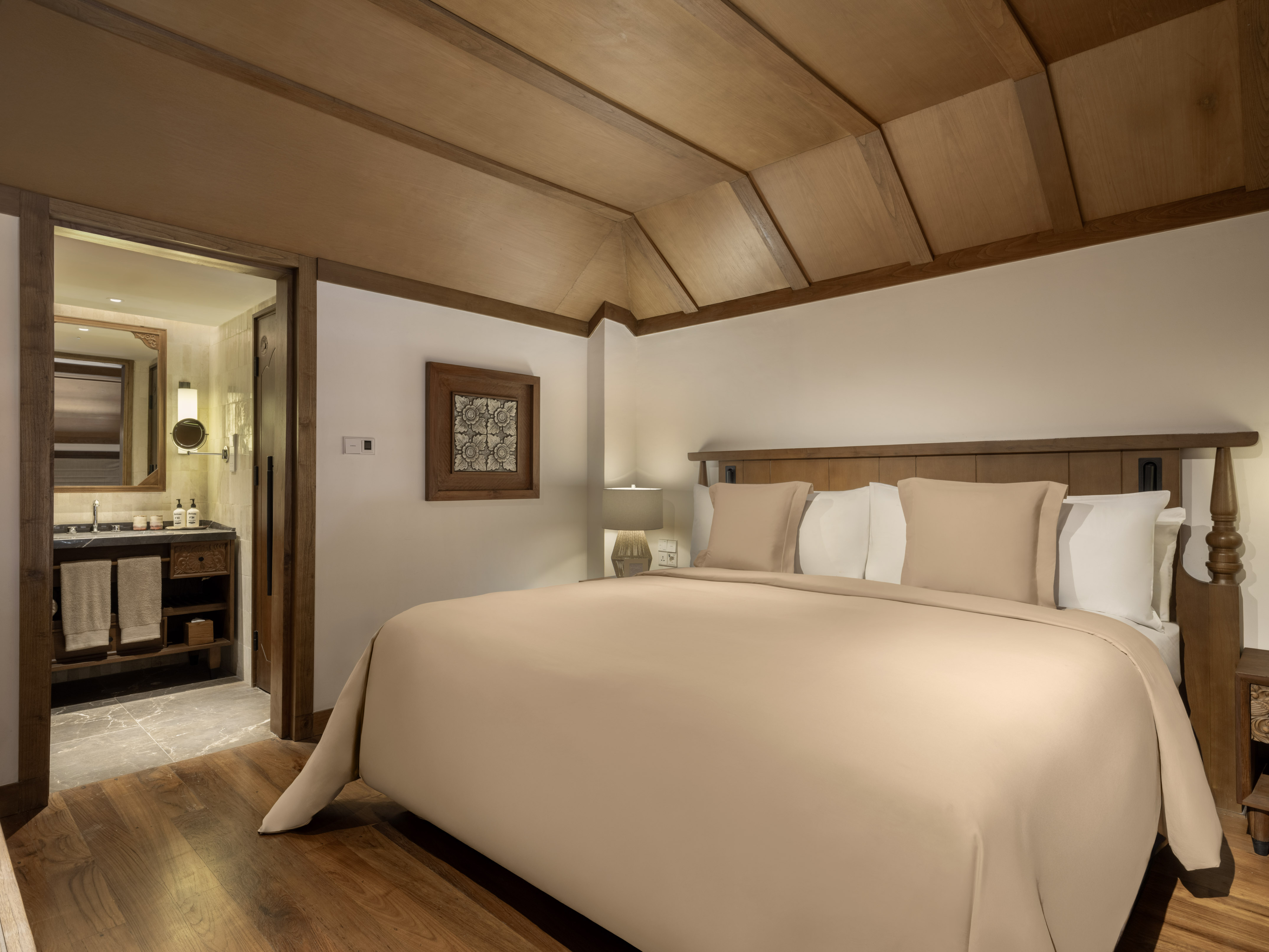 a bed in a room