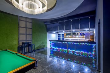 a pool table in a room