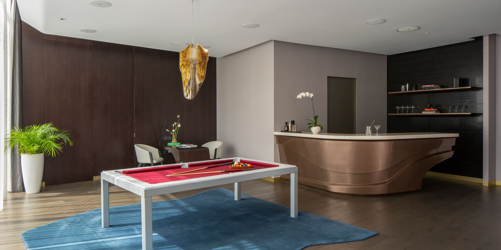 a pool table in a room