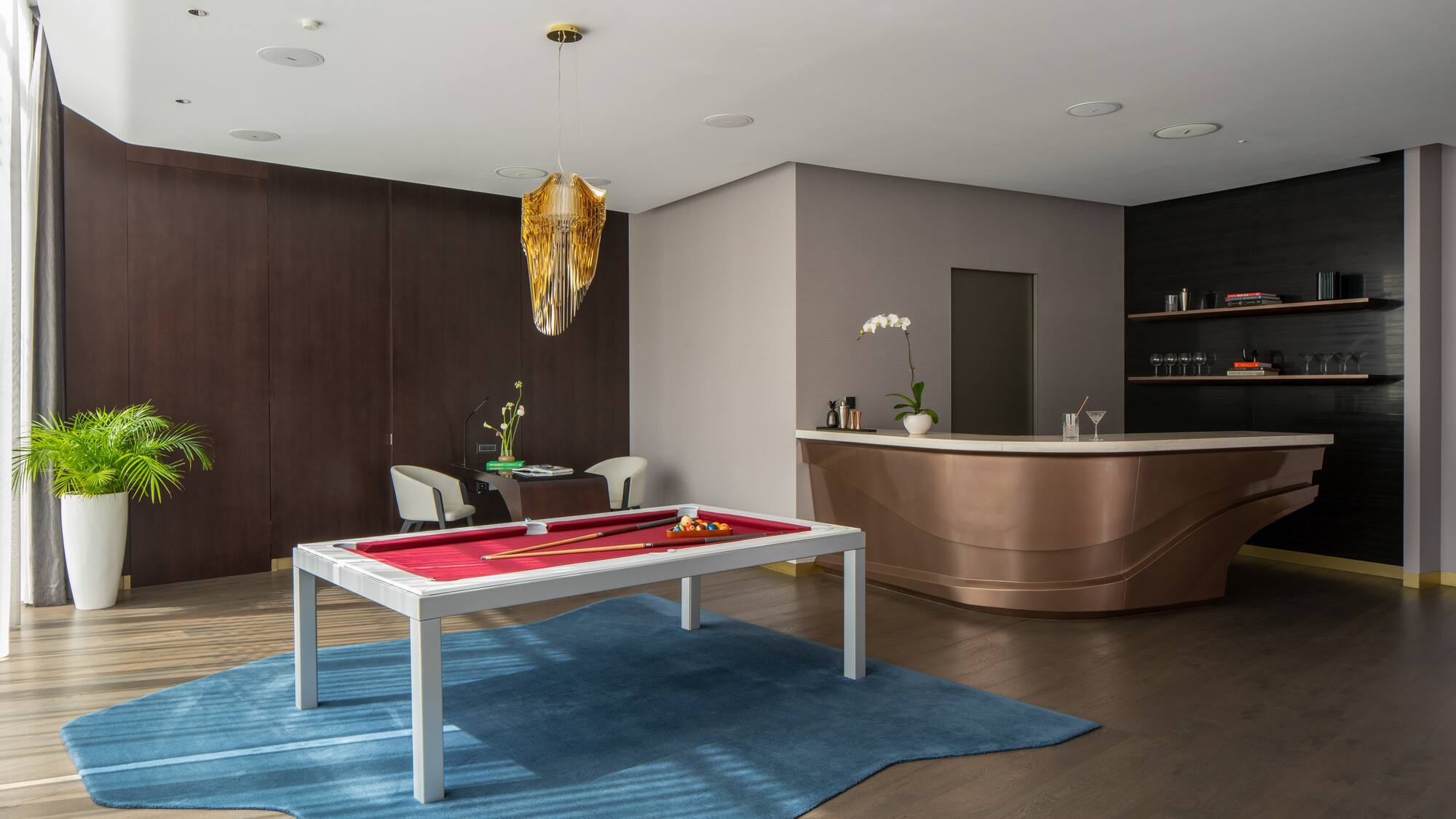 a pool table in a room